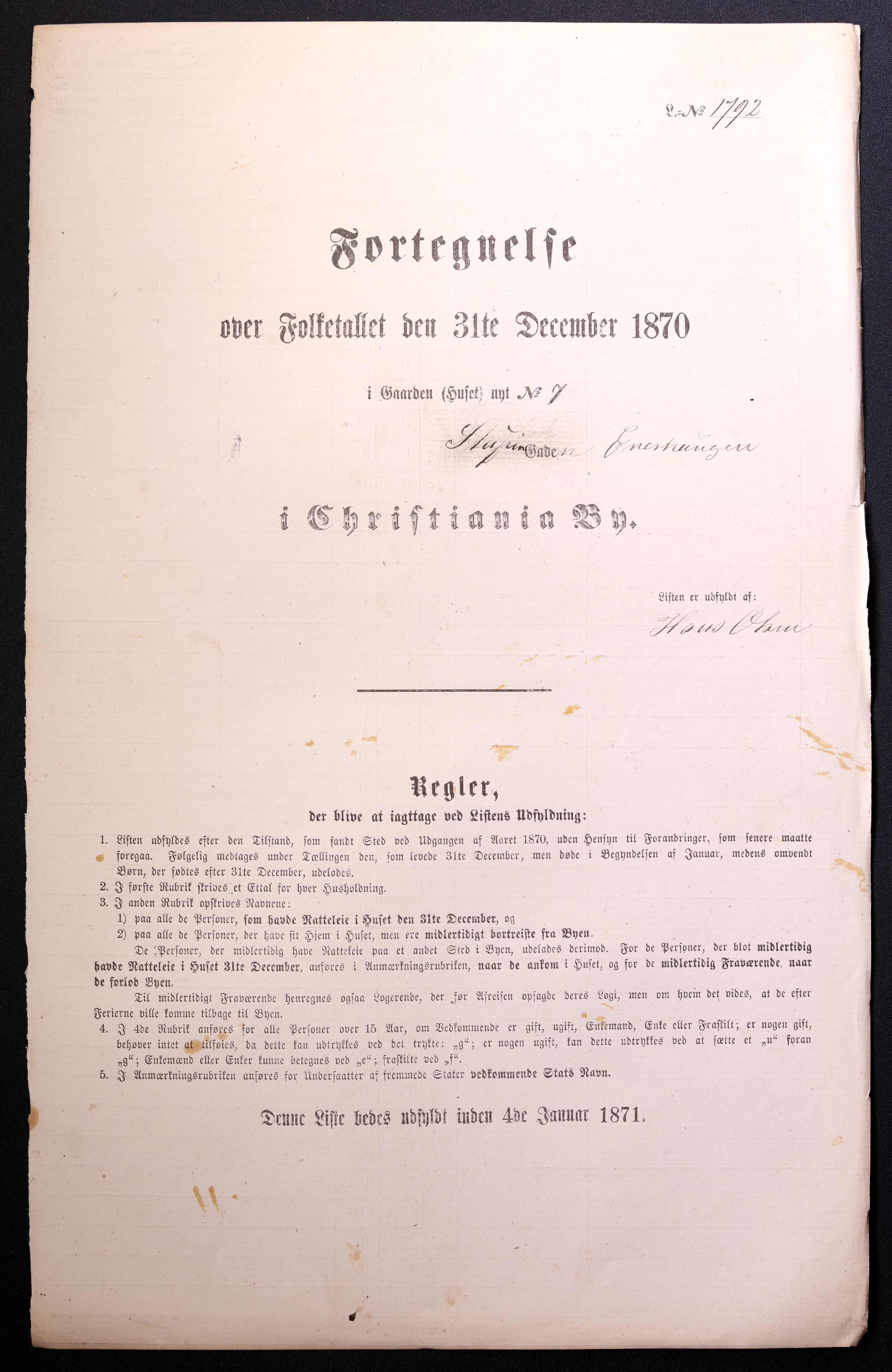 RA, 1870 census for 0301 Kristiania, 1870, p. 4087