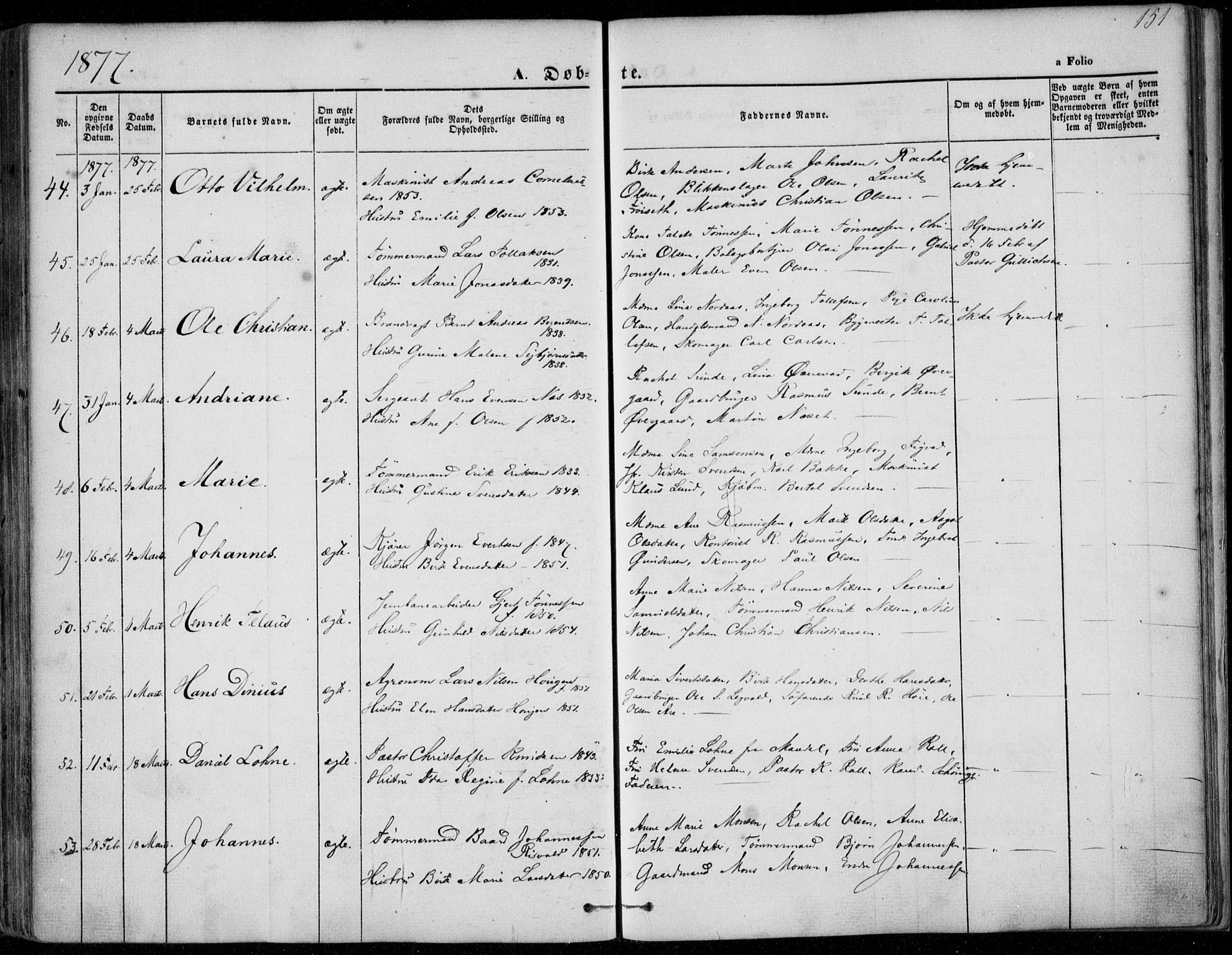 Domkirken sokneprestkontor, AV/SAST-A-101812/001/30/30BA/L0022: Parish register (official) no. A 21, 1868-1877, p. 151