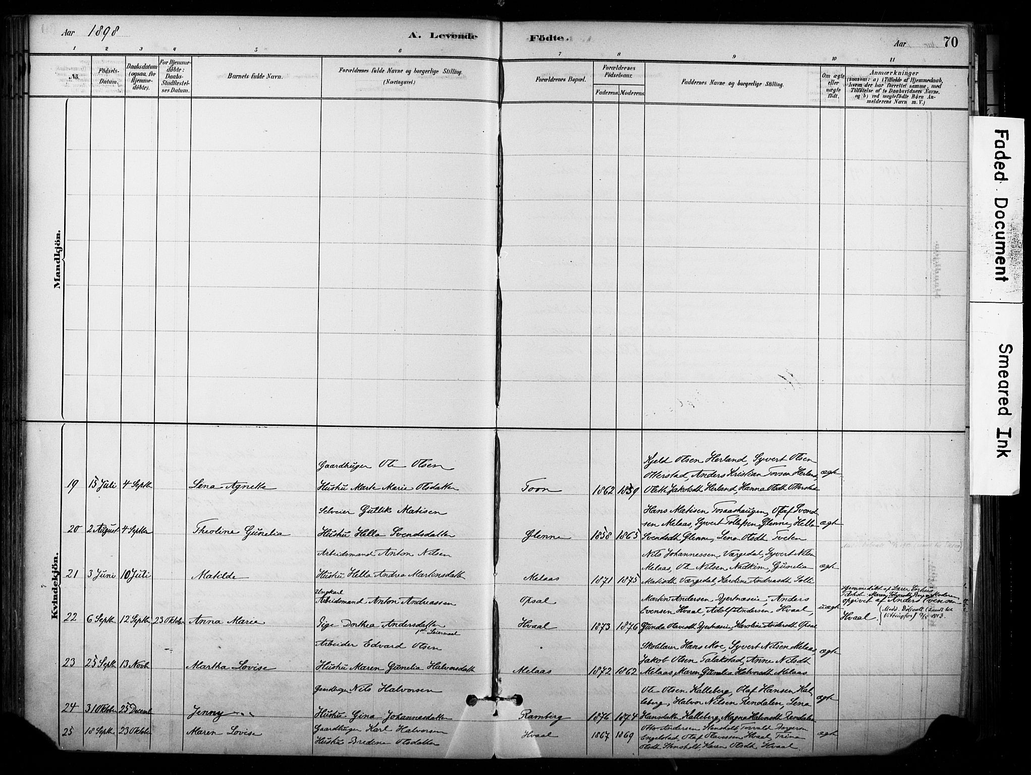 Lardal kirkebøker, AV/SAKO-A-350/F/Fb/L0001: Parish register (official) no. II 1, 1881-1911, p. 70