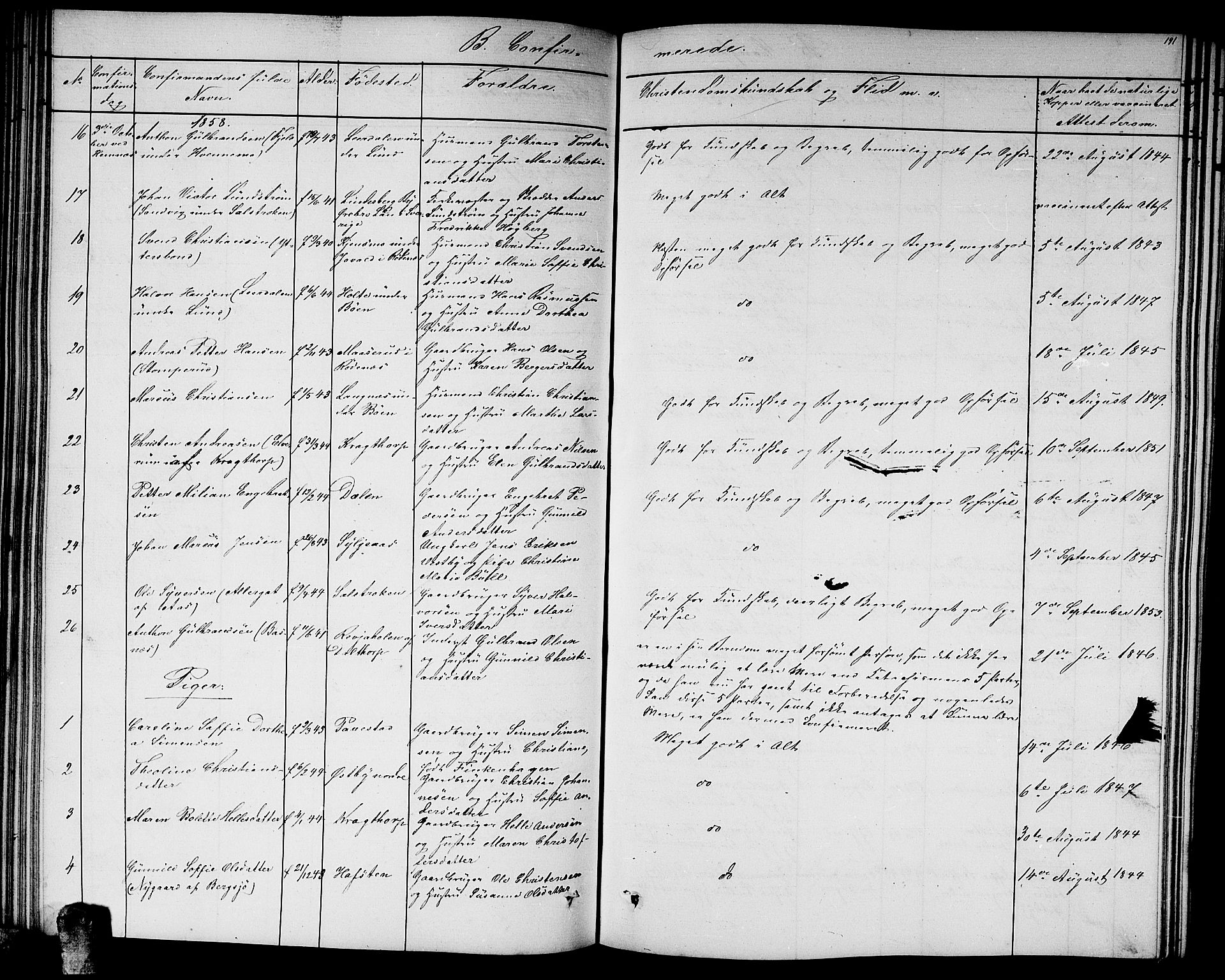 Høland prestekontor Kirkebøker, SAO/A-10346a/G/Ga/L0004: Parish register (copy) no. I 4, 1854-1862, p. 191