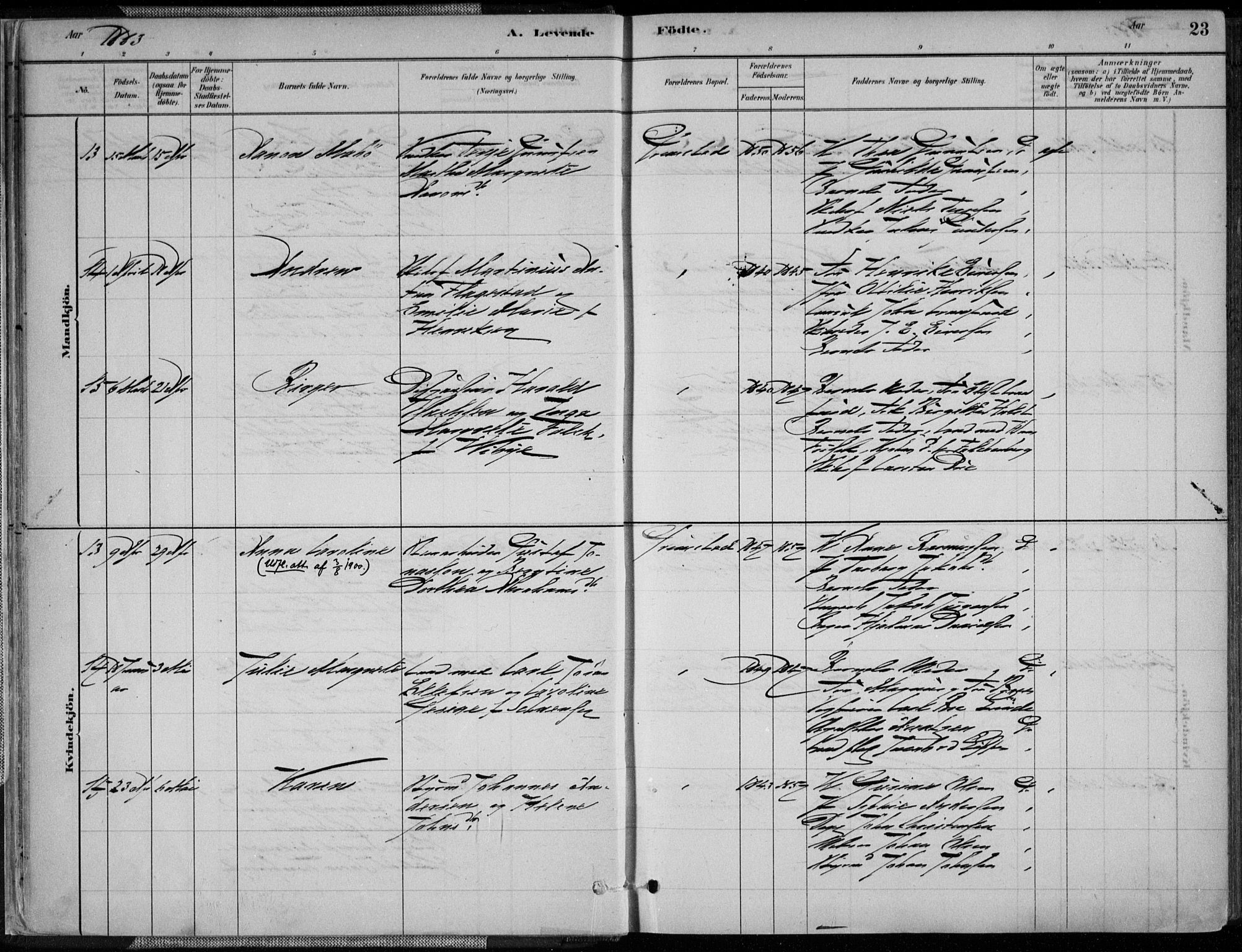 Grimstad sokneprestkontor, AV/SAK-1111-0017/F/Fa/L0003: Parish register (official) no. A 2, 1882-1912, p. 23