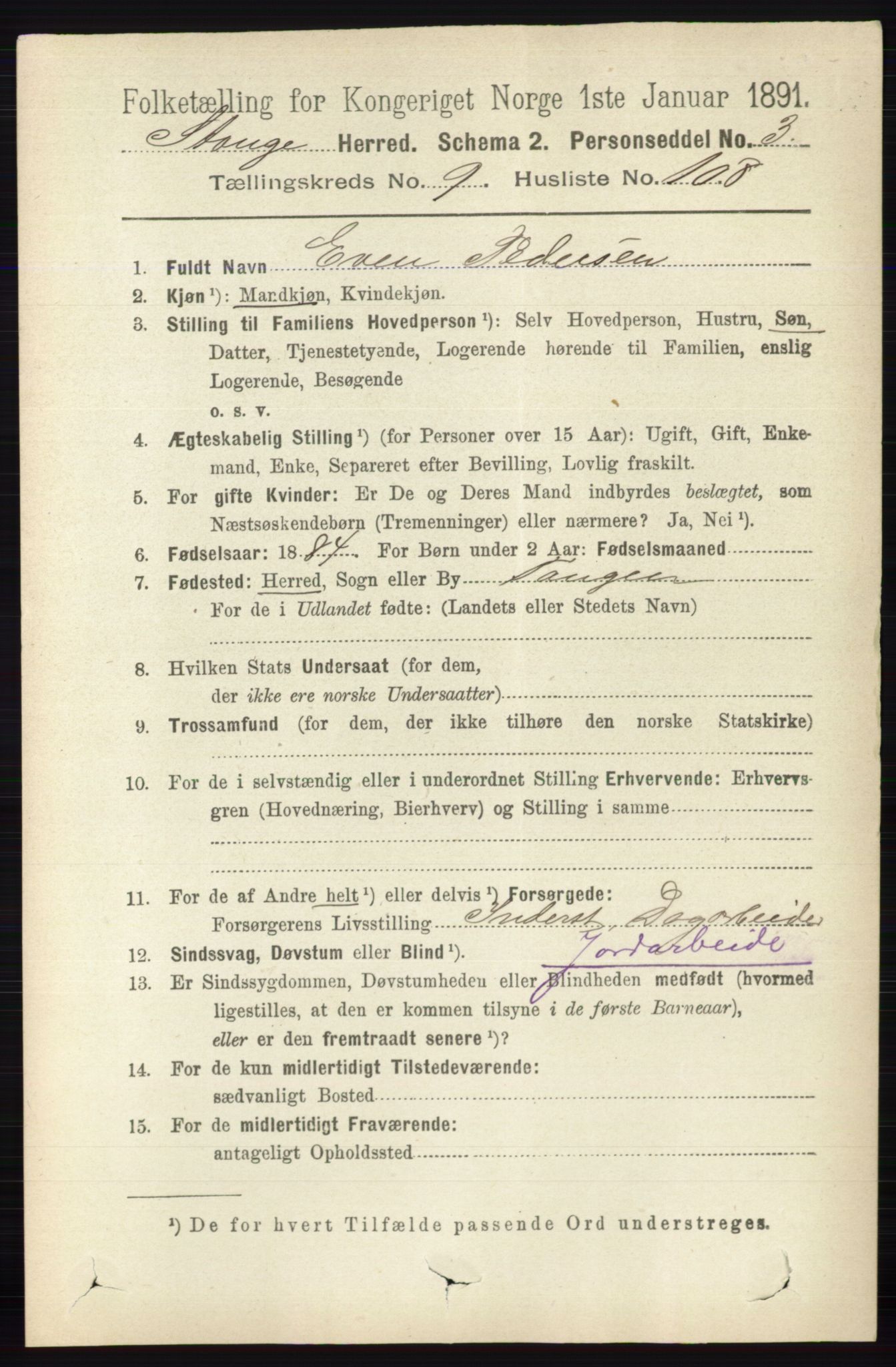 RA, 1891 census for 0417 Stange, 1891, p. 6674