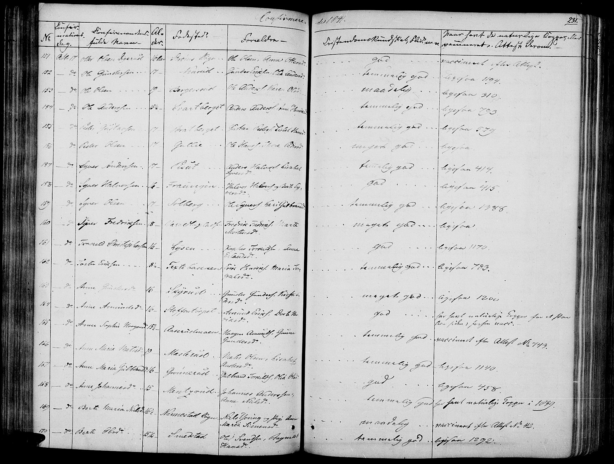 Vinger prestekontor, AV/SAH-PREST-024/H/Ha/Haa/L0008: Parish register (official) no. 8, 1839-1847, p. 231