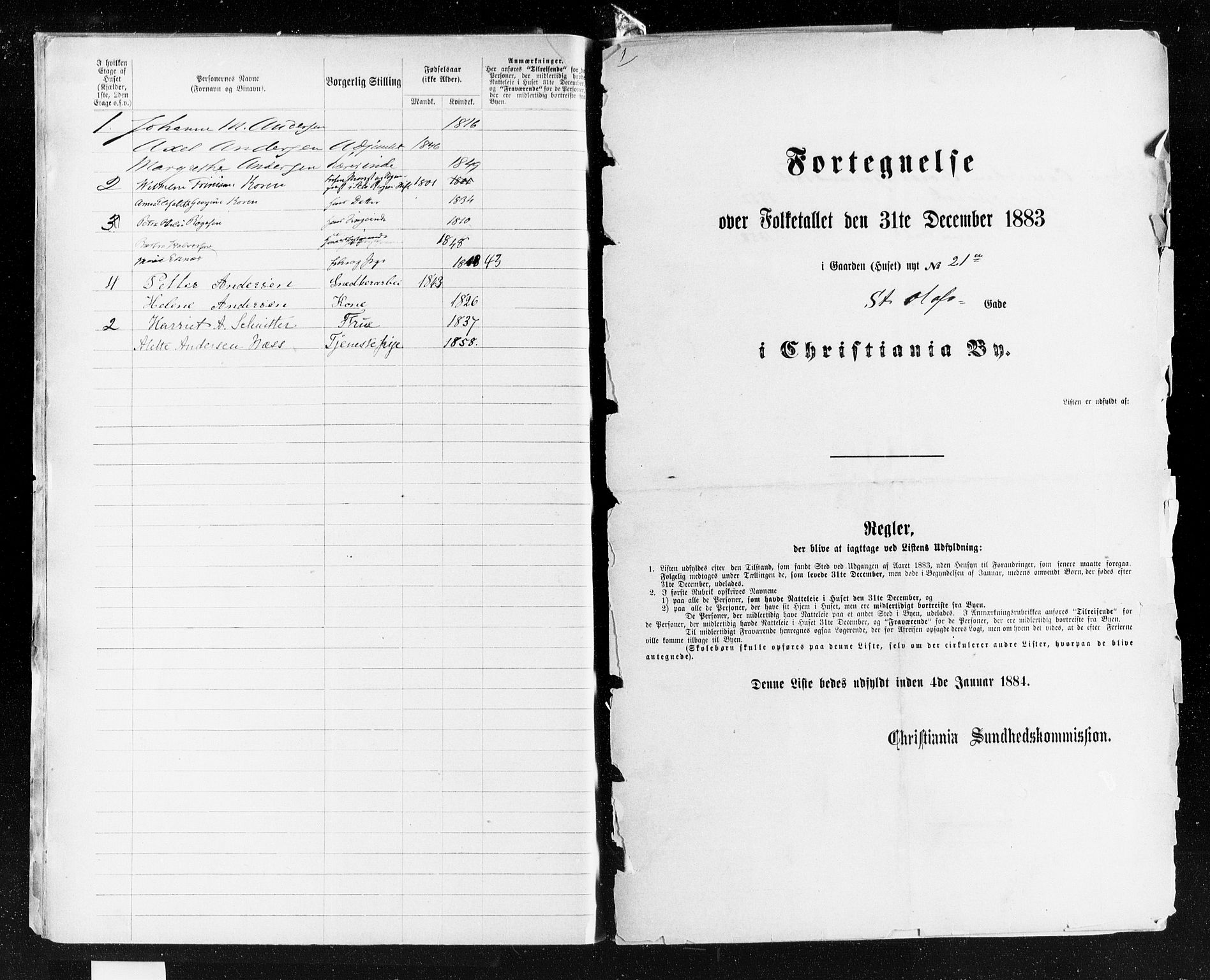 OBA, Municipal Census 1883 for Kristiania, 1883, p. 4280