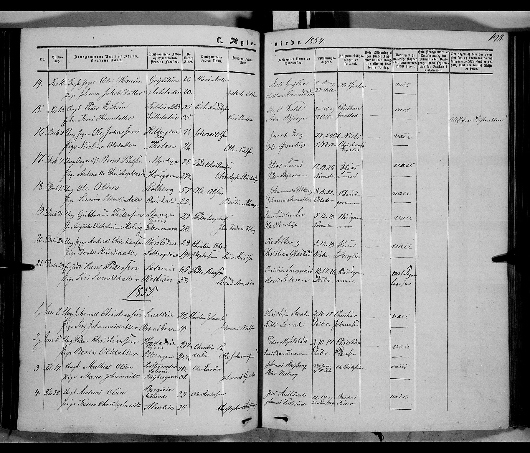 Vardal prestekontor, AV/SAH-PREST-100/H/Ha/Haa/L0006: Parish register (official) no. 6, 1854-1866, p. 198