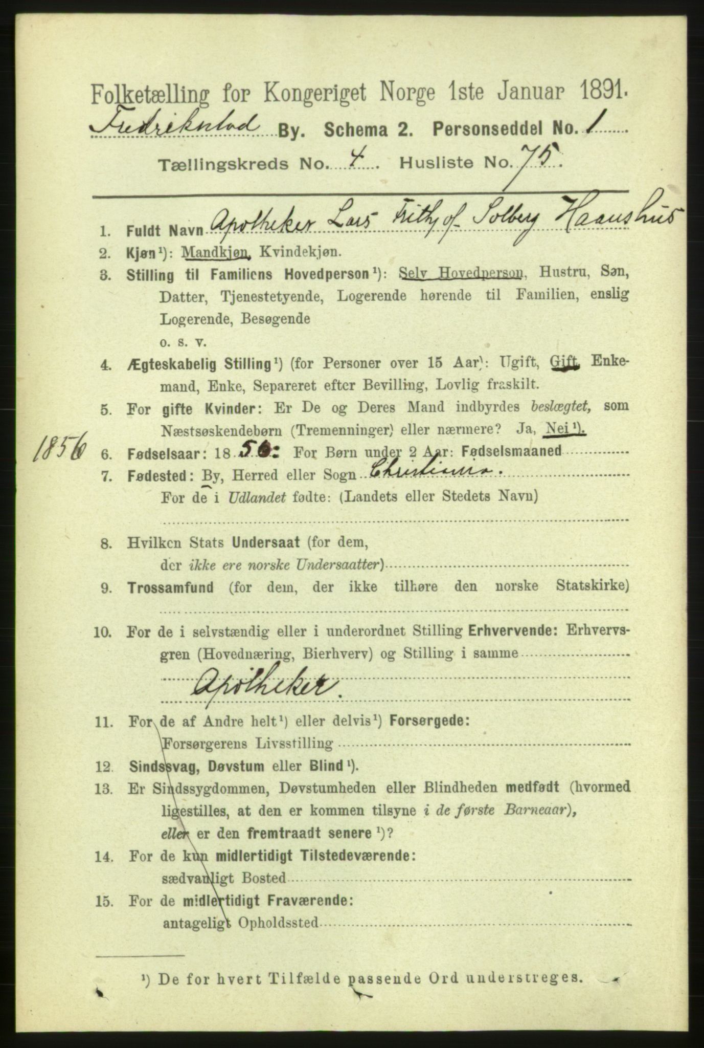 RA, 1891 census for 0103 Fredrikstad, 1891, p. 6822