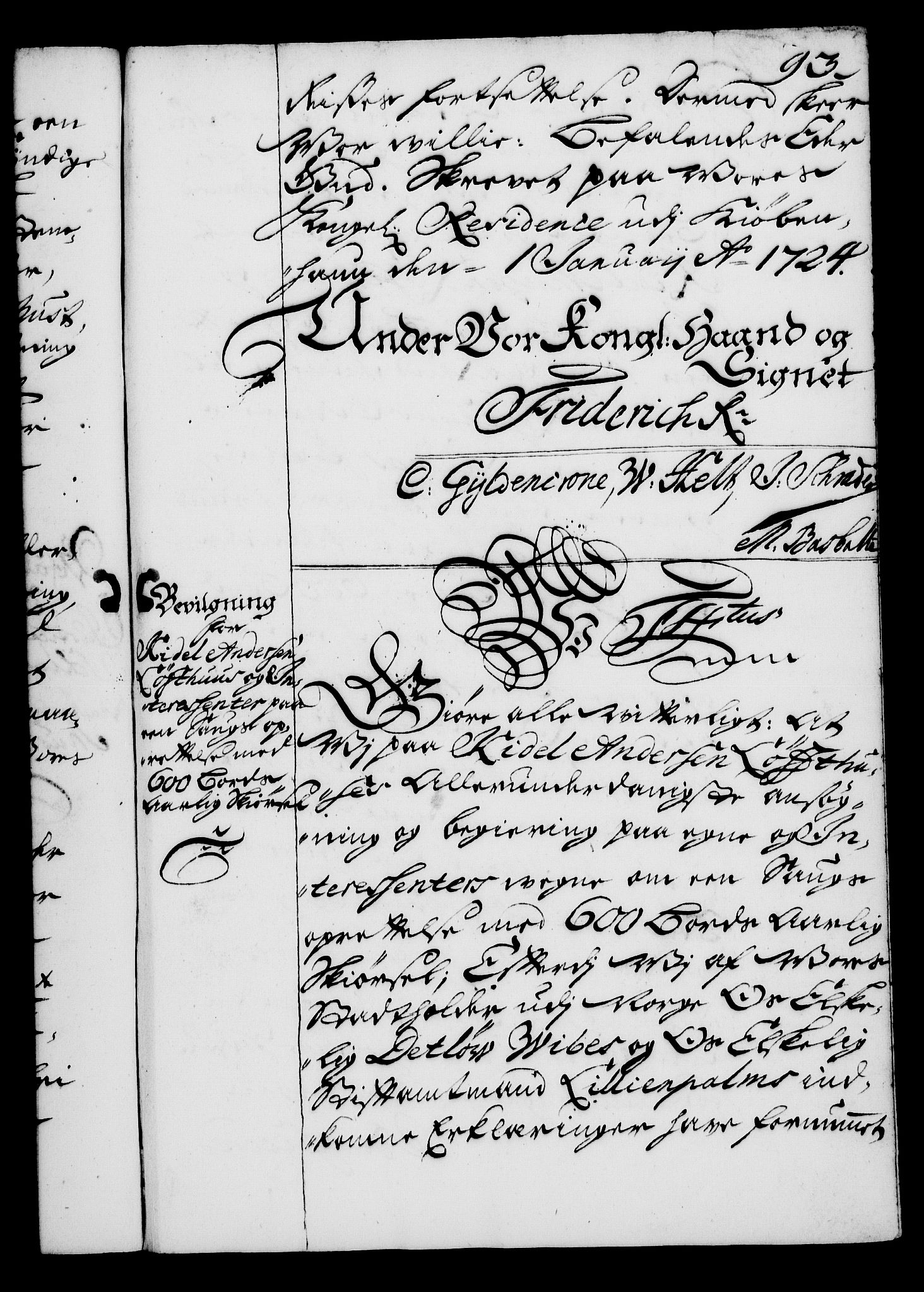 Rentekammeret, Kammerkanselliet, RA/EA-3111/G/Gg/Gga/L0002: Norsk ekspedisjonsprotokoll med register (merket RK 53.2), 1723-1727, p. 93