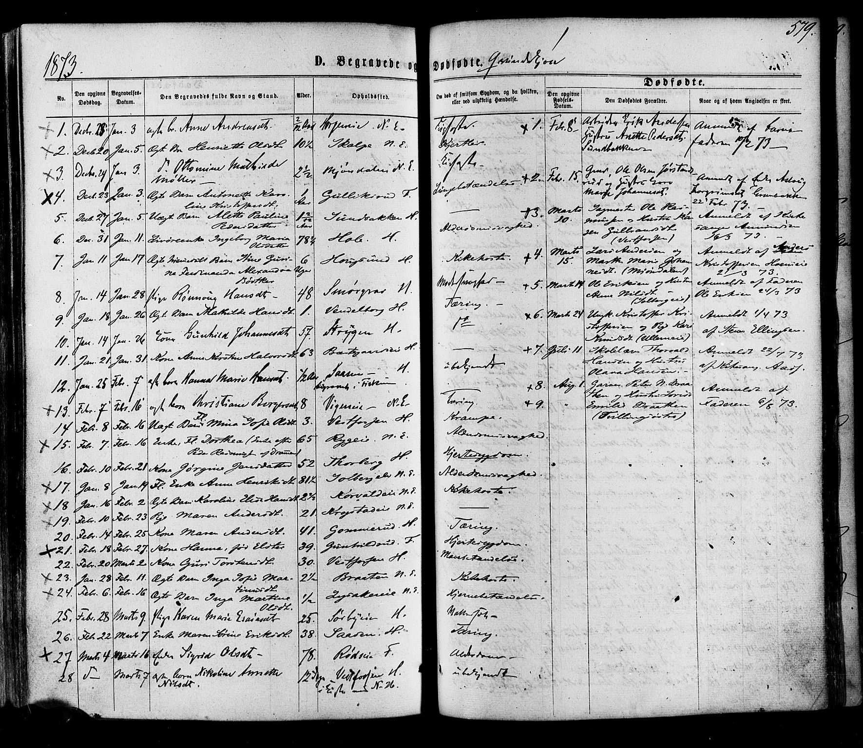 Eiker kirkebøker, AV/SAKO-A-4/F/Fa/L0017: Parish register (official) no. I 17, 1869-1877, p. 579