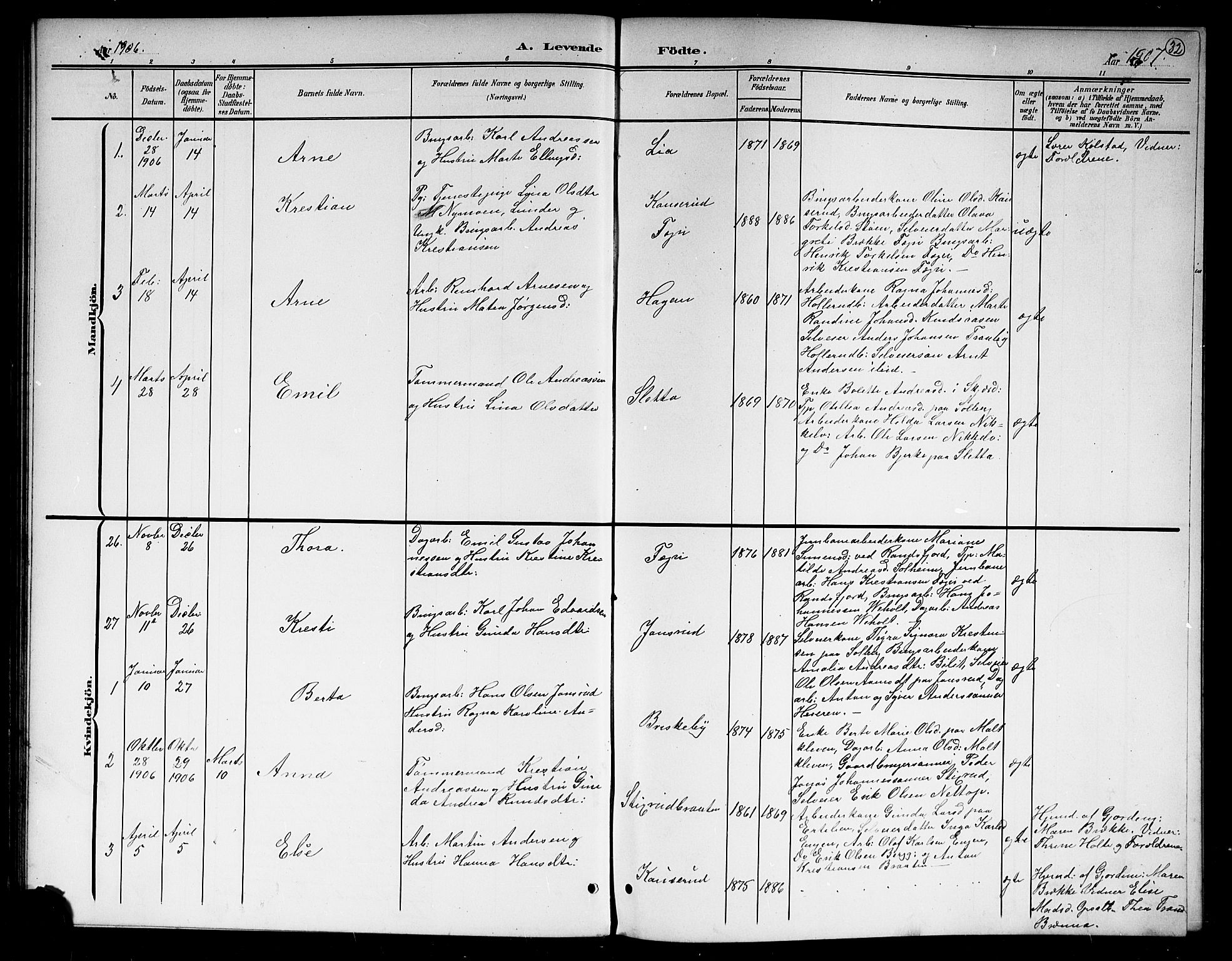Hole kirkebøker, SAKO/A-228/G/Gb/L0004: Parish register (copy) no. II 4, 1901-1916, p. 32