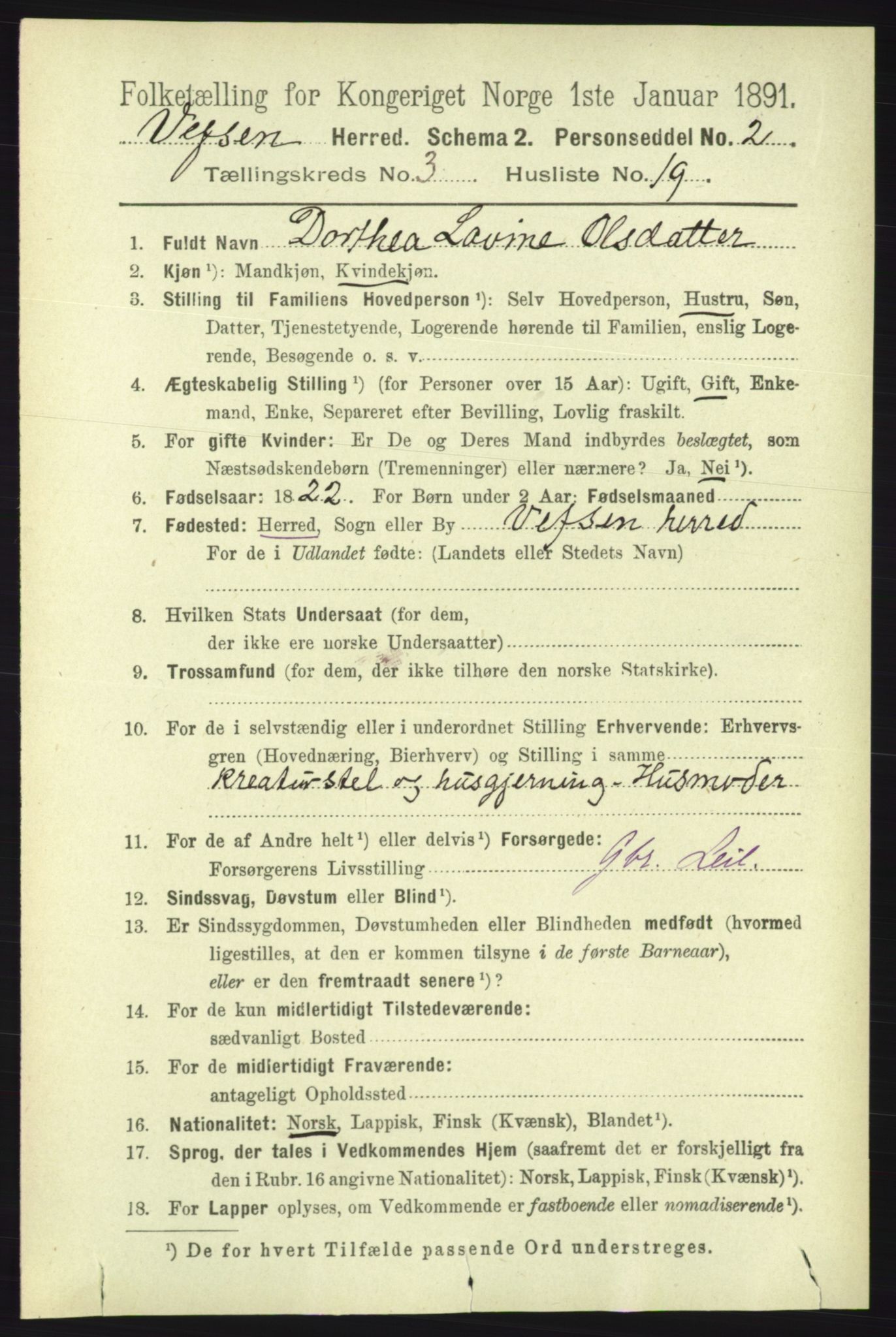 RA, 1891 census for 1824 Vefsn, 1891, p. 1410