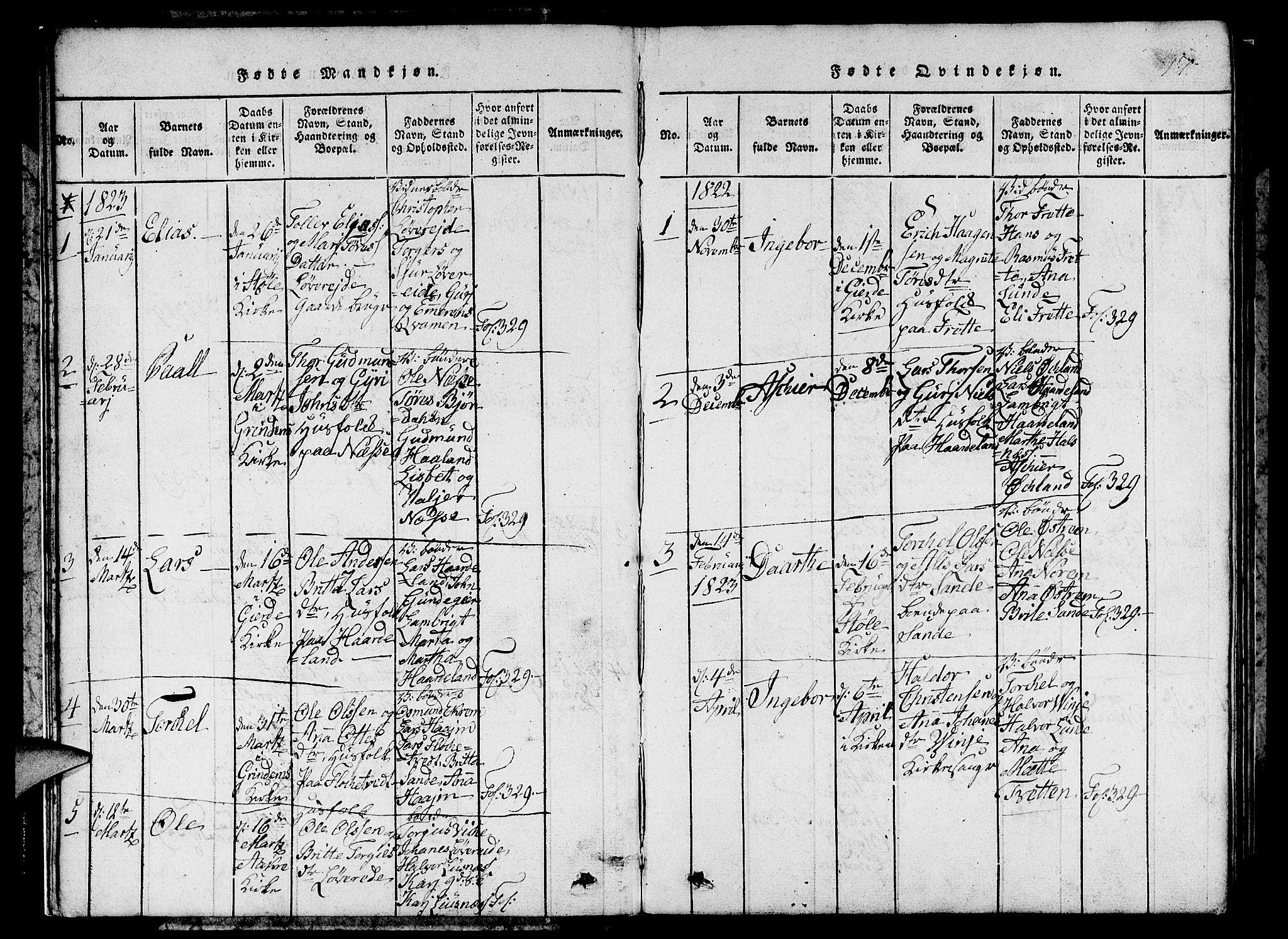 Etne sokneprestembete, SAB/A-75001/H/Hab: Parish register (copy) no. C 1, 1816-1841, p. 17