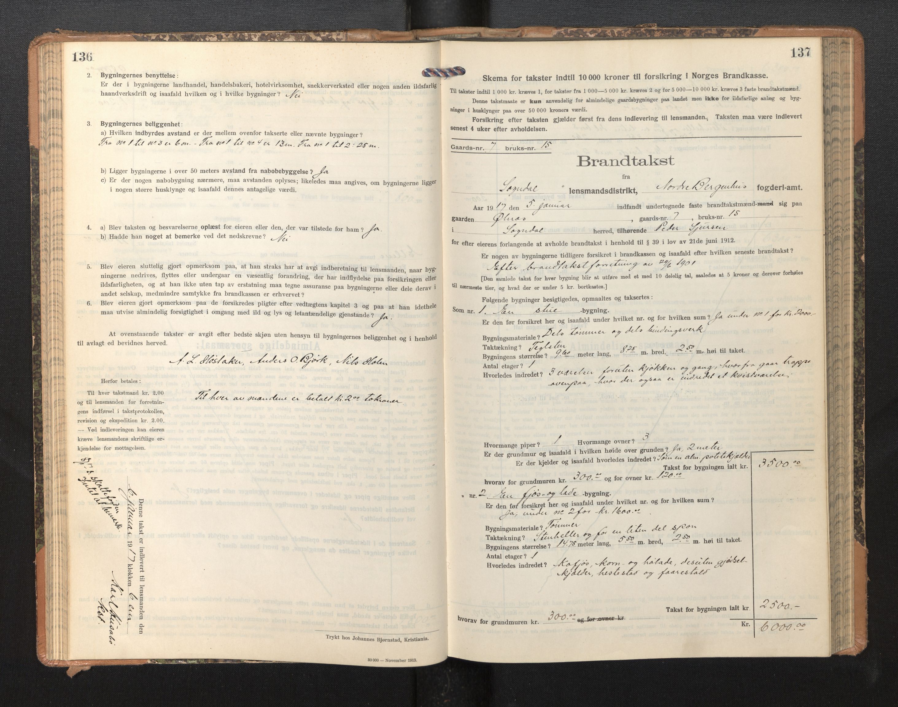 Lensmannen i Sogndal, AV/SAB-A-29901/0012/L0011: Branntakstprotokoll, skjematakst, 1914-1922, p. 136-137