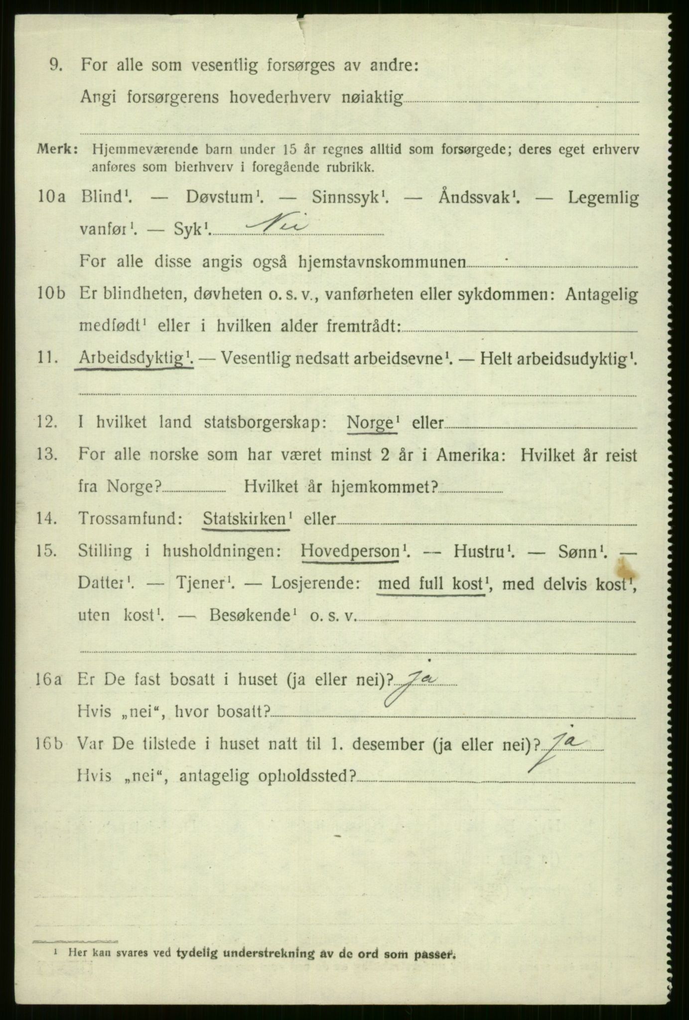 SAB, 1920 census for Voss, 1920, p. 9318