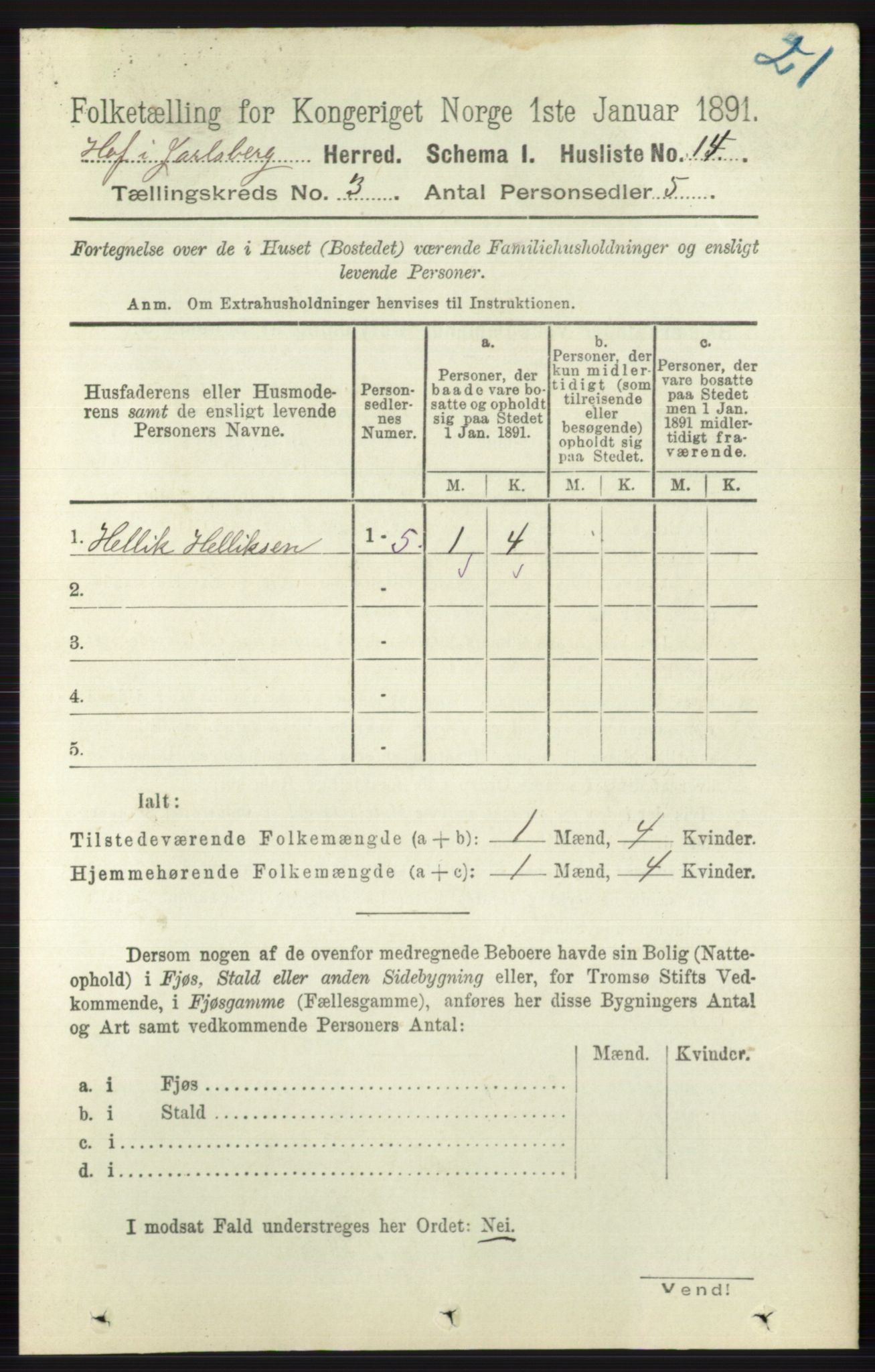 RA, 1891 census for 0714 Hof, 1891, p. 858