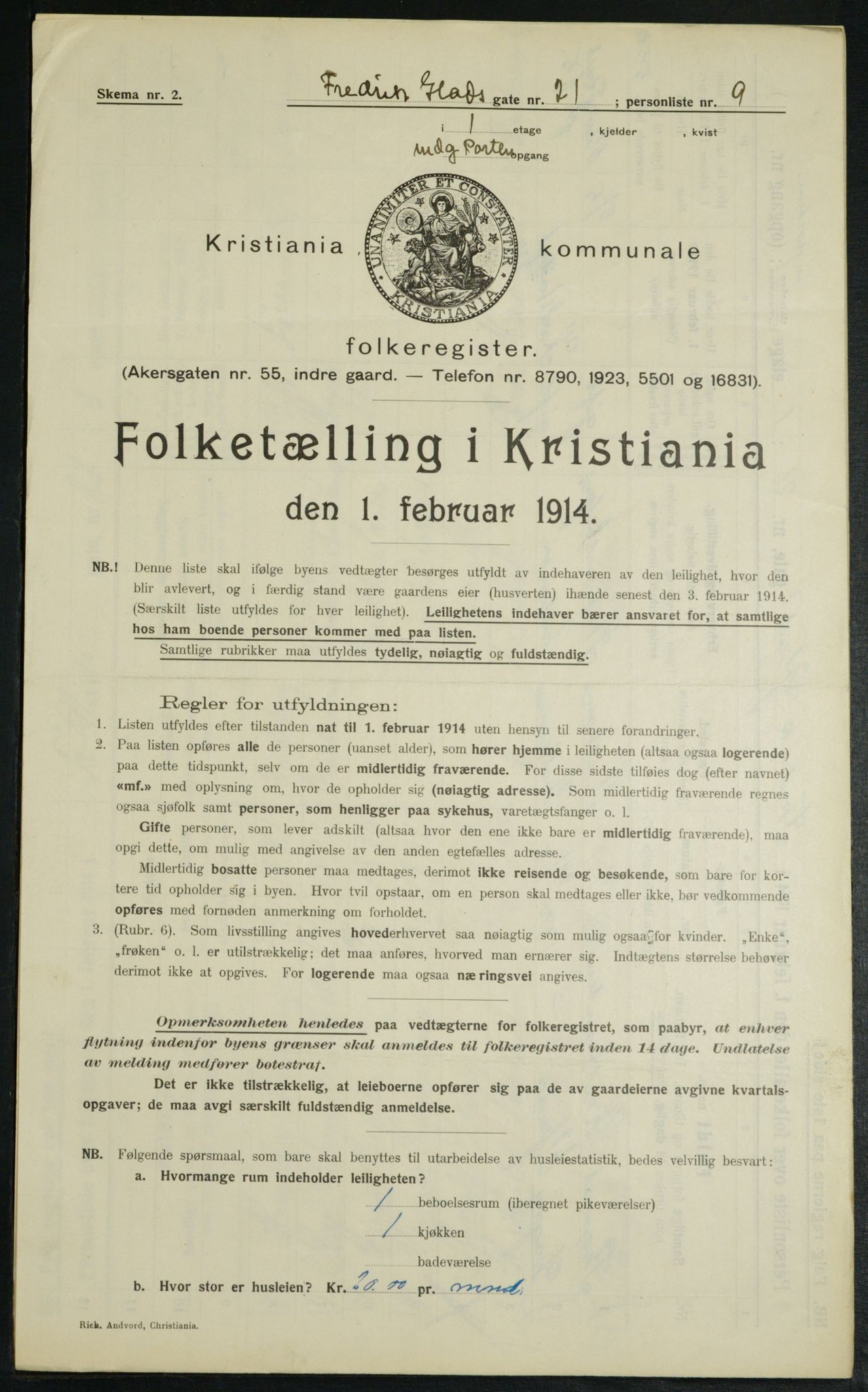 OBA, Municipal Census 1914 for Kristiania, 1914, p. 26772