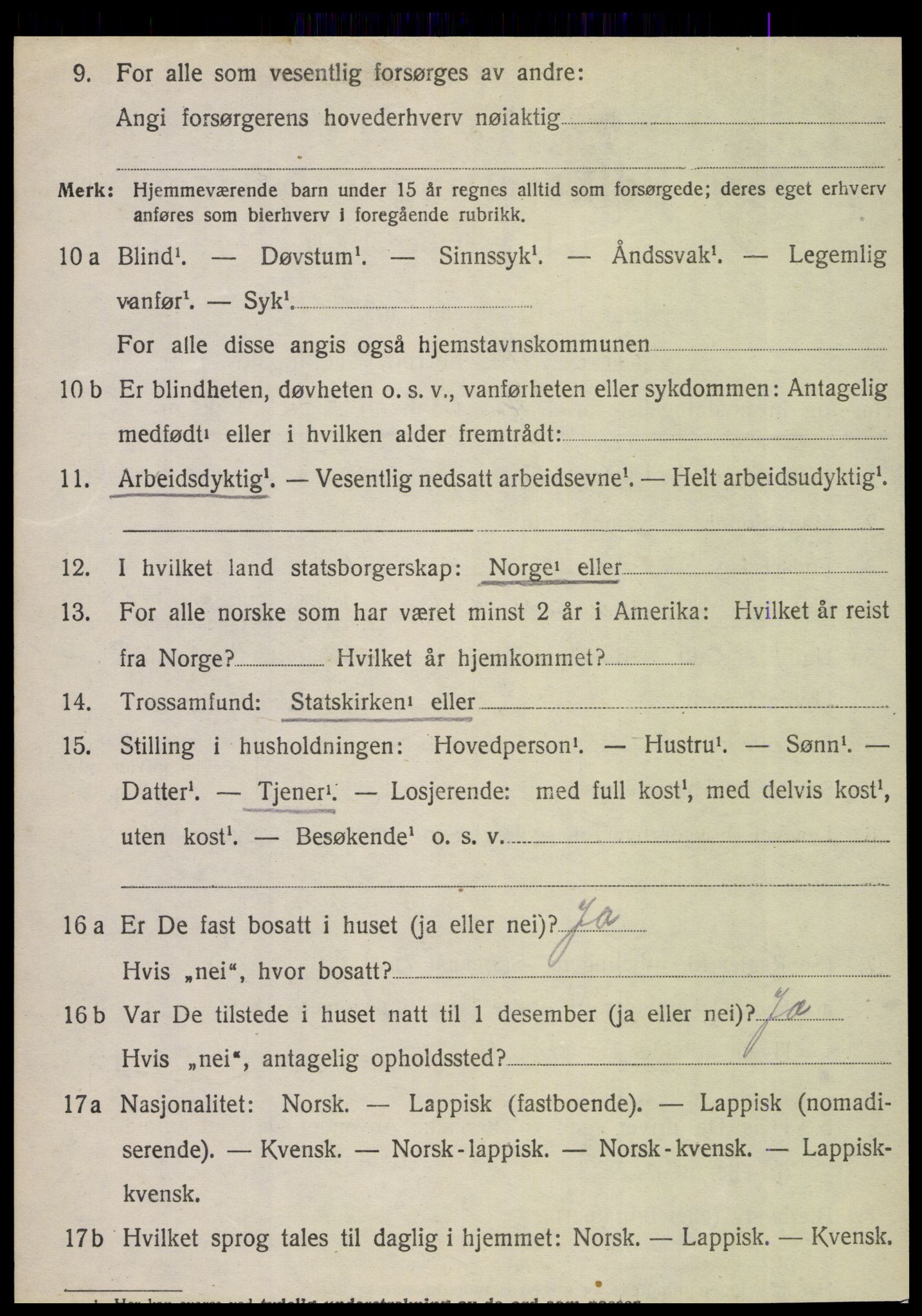 SAT, 1920 census for Fauske, 1920, p. 10815