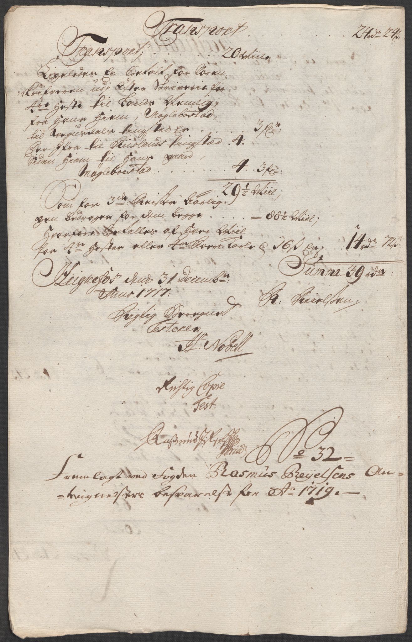 Rentekammeret inntil 1814, Reviderte regnskaper, Fogderegnskap, AV/RA-EA-4092/R40/L2453: Fogderegnskap Råbyggelag, 1718-1719, p. 576