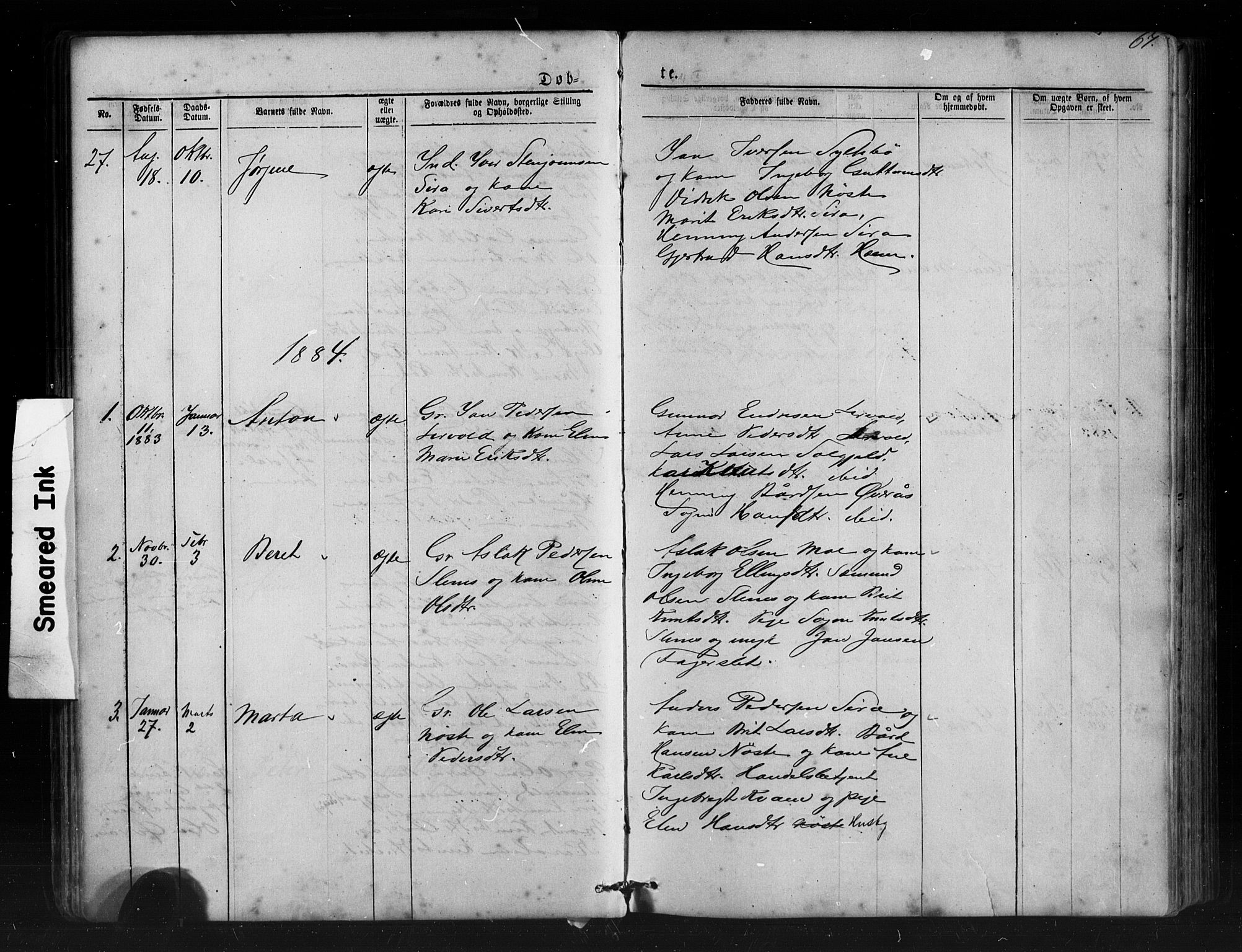 Ministerialprotokoller, klokkerbøker og fødselsregistre - Møre og Romsdal, SAT/A-1454/552/L0638: Parish register (copy) no. 552C01, 1867-1902, p. 67