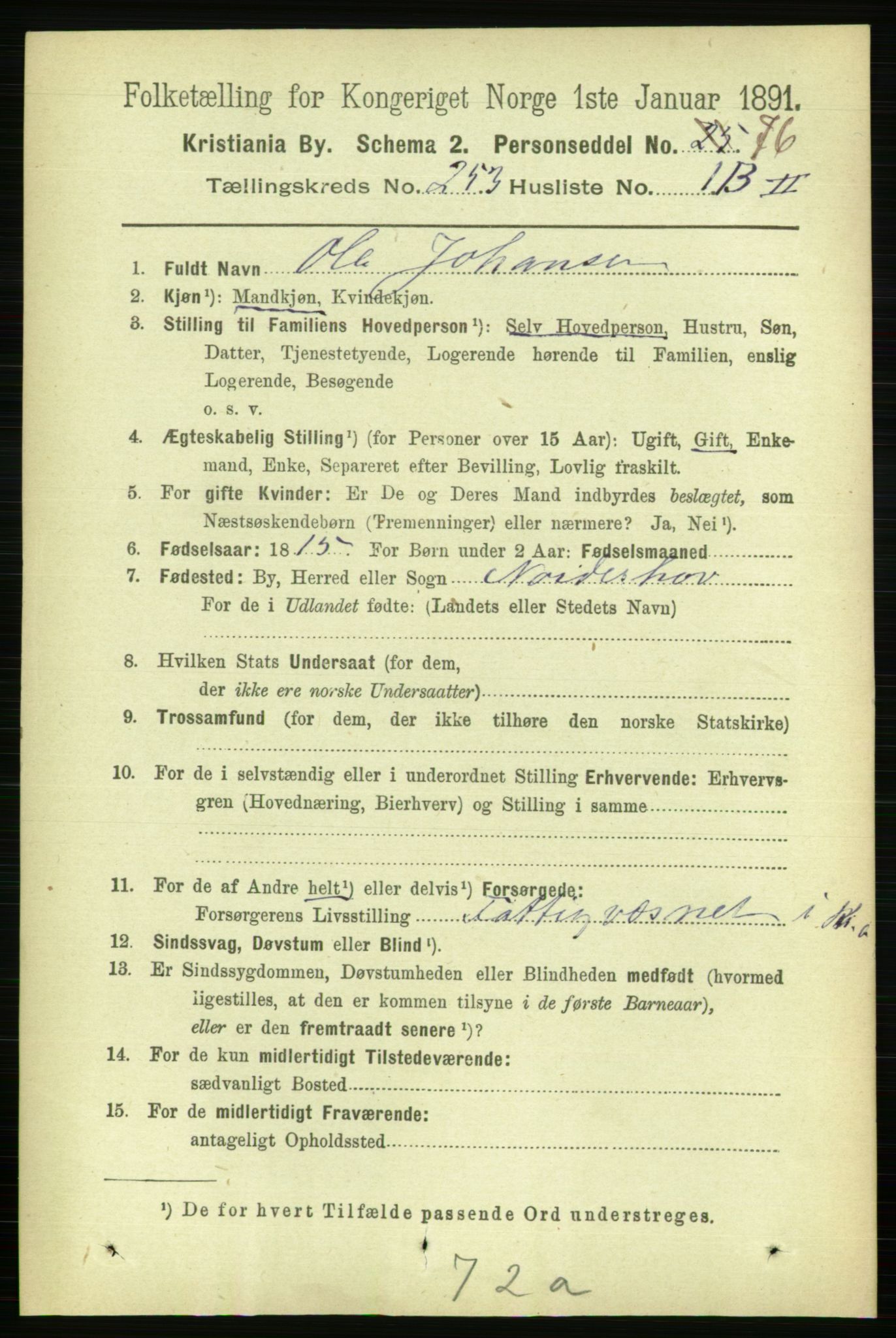 RA, 1891 census for 0301 Kristiania, 1891, p. 153849