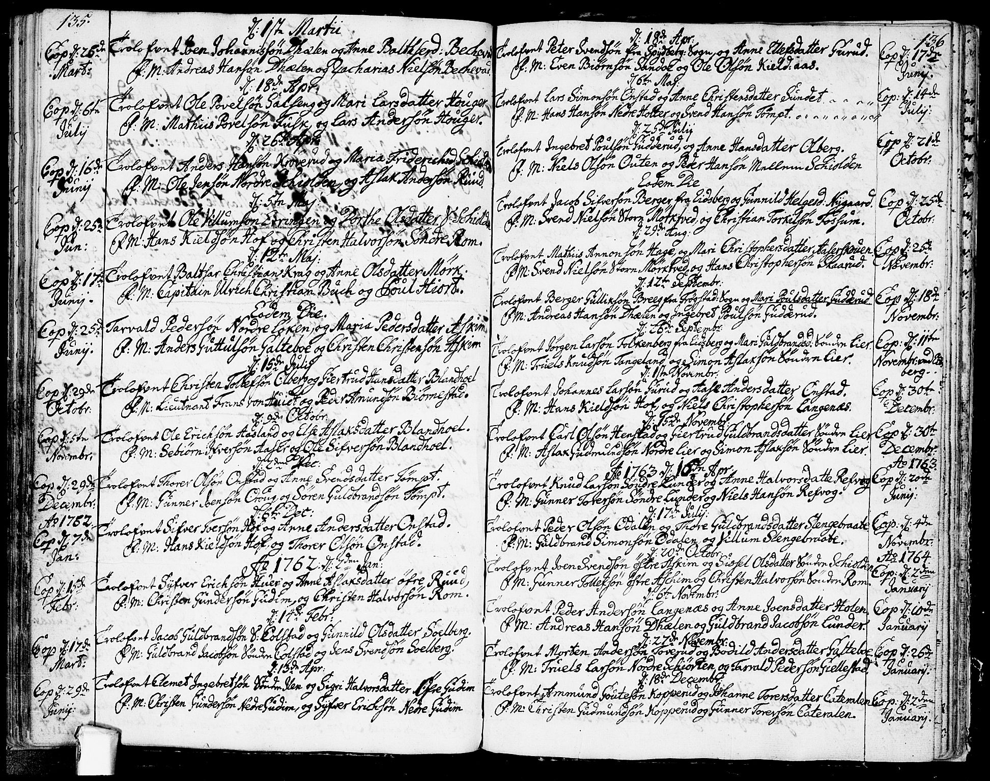 Askim prestekontor Kirkebøker, SAO/A-10900/F/Fa/L0002: Parish register (official) no. 2, 1758-1789, p. 135-136