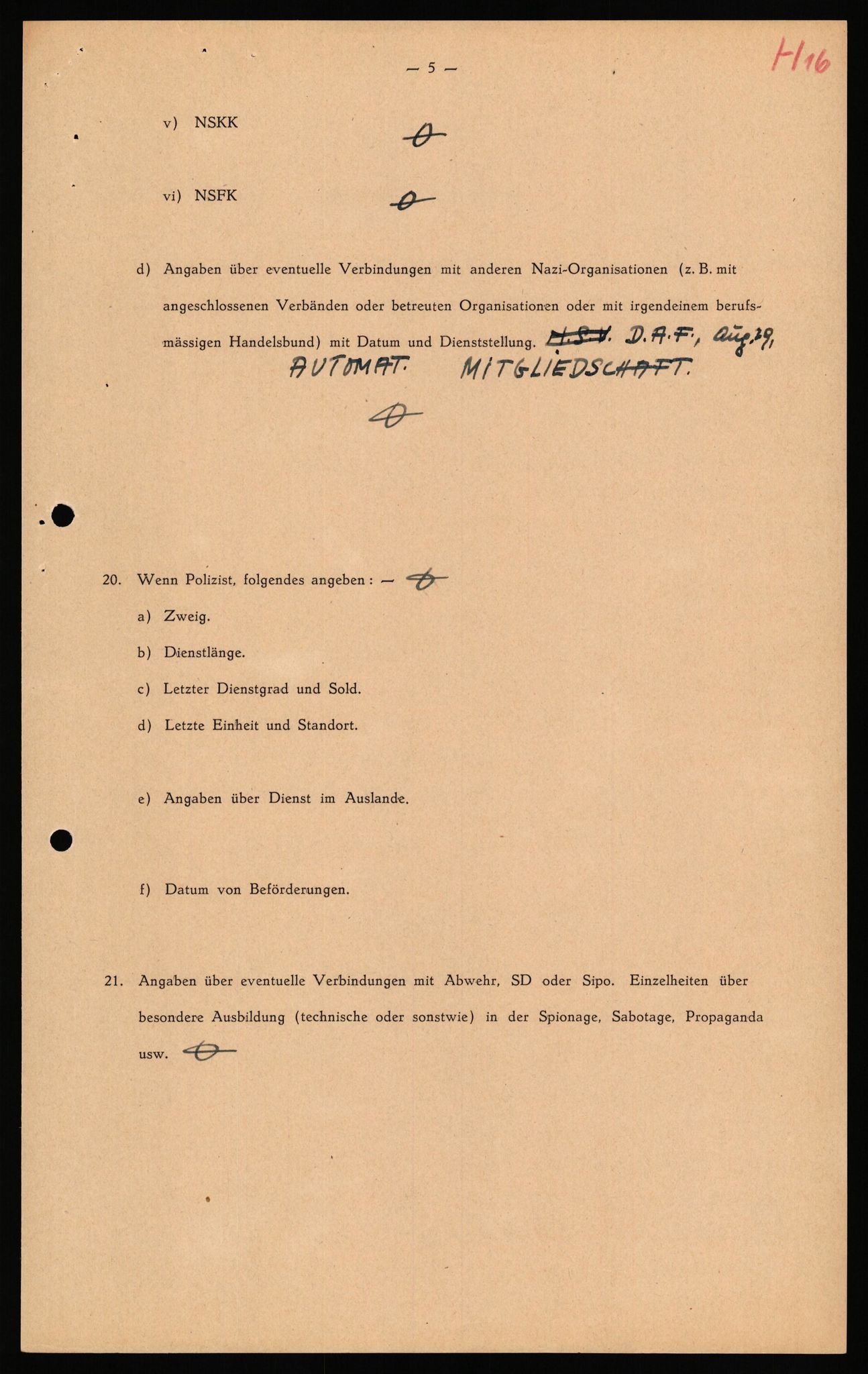 Forsvaret, Forsvarets overkommando II, AV/RA-RAFA-3915/D/Db/L0039: CI Questionaires. Tyske okkupasjonsstyrker i Norge. Østerrikere., 1945-1946, p. 54