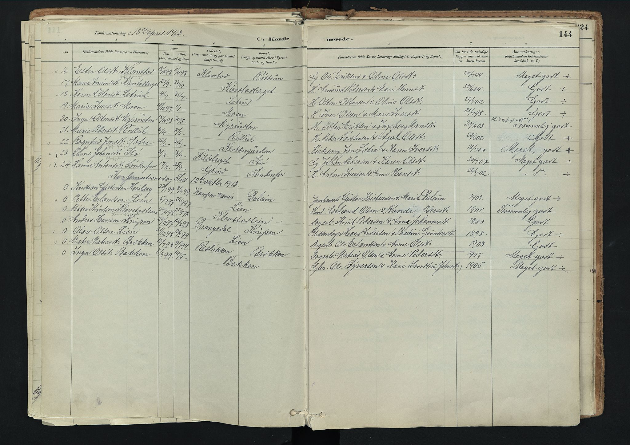 Nord-Fron prestekontor, SAH/PREST-080/H/Ha/Haa/L0003: Parish register (official) no. 3, 1884-1914, p. 144
