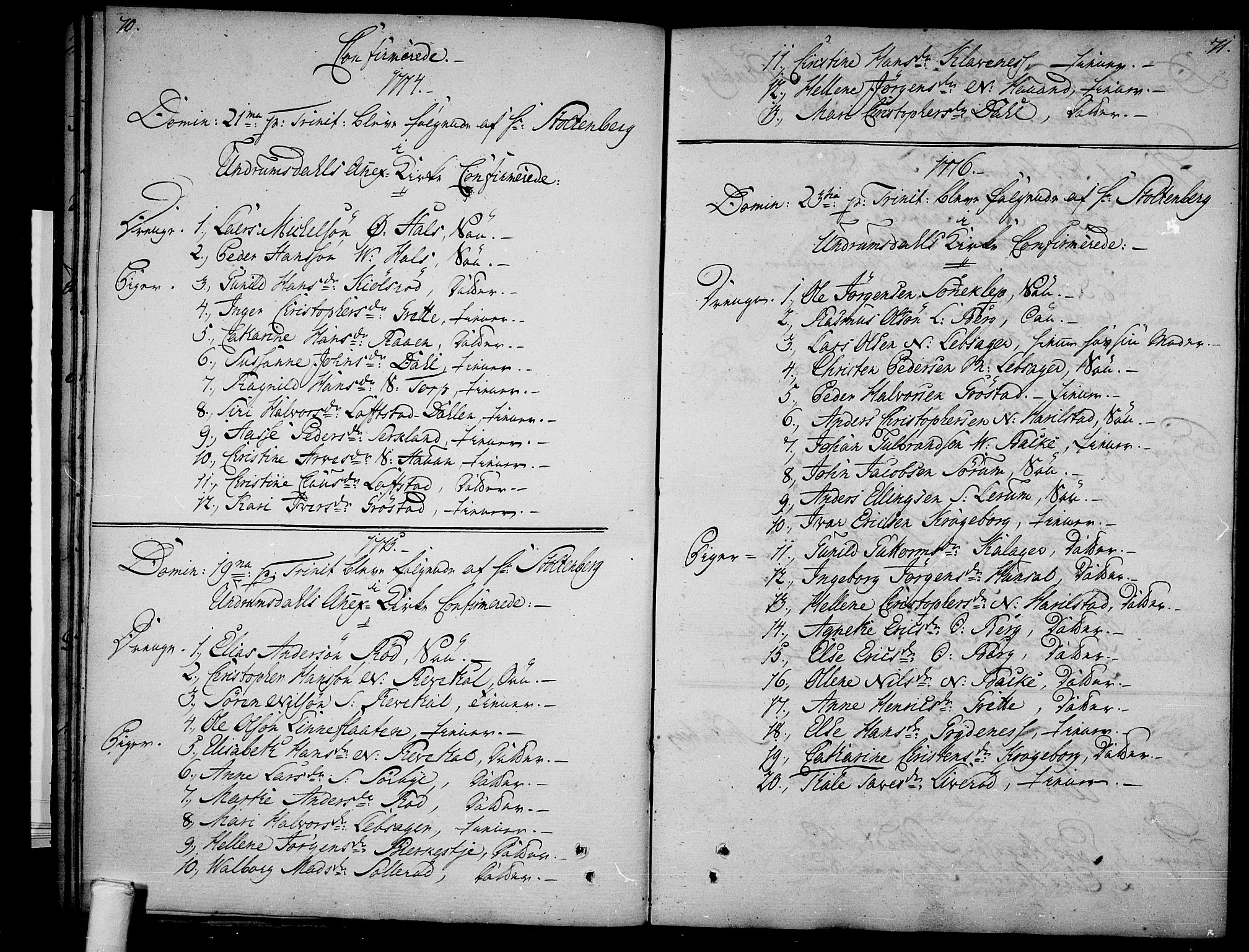 Våle kirkebøker, SAKO/A-334/F/Fb/L0001: Parish register (official) no. II 1, 1774-1814, p. 70-71