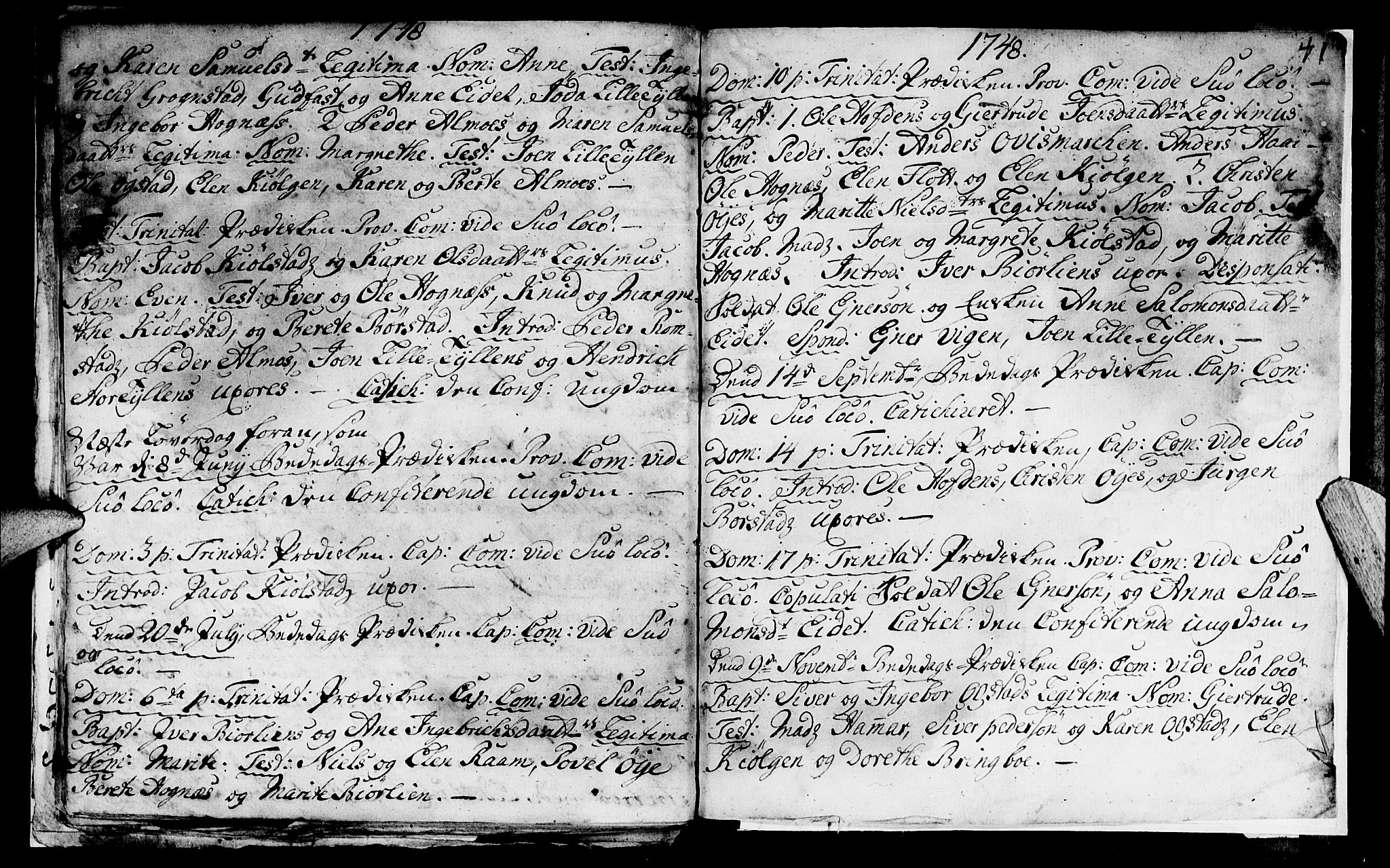 Ministerialprotokoller, klokkerbøker og fødselsregistre - Nord-Trøndelag, SAT/A-1458/765/L0560: Parish register (official) no. 765A01, 1706-1748, p. 41