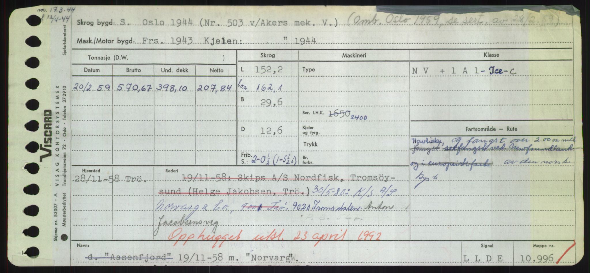 Sjøfartsdirektoratet med forløpere, Skipsmålingen, RA/S-1627/H/Hd/L0027: Fartøy, Norhop-Nør, p. 245