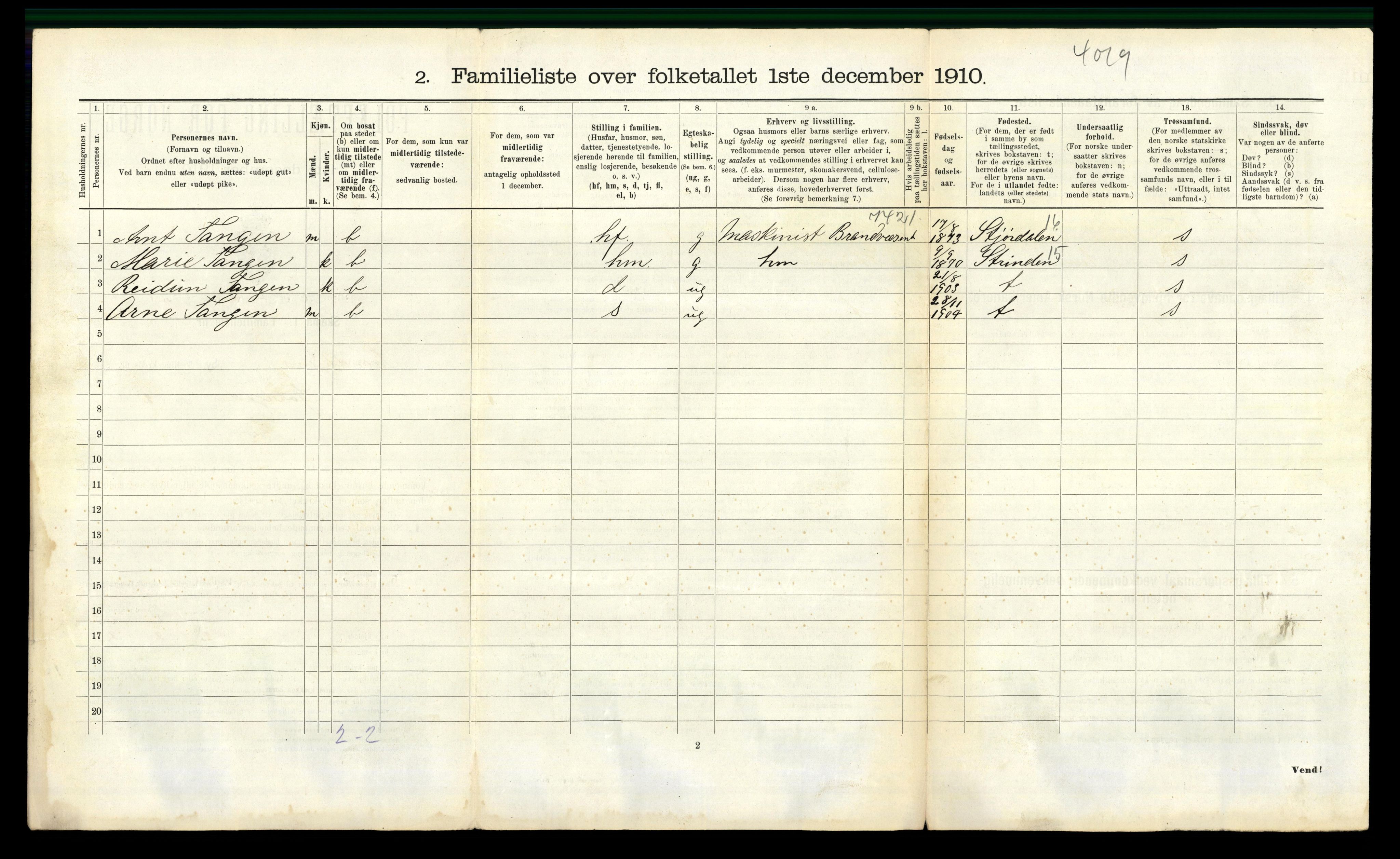 RA, 1910 census for Trondheim, 1910, p. 5880