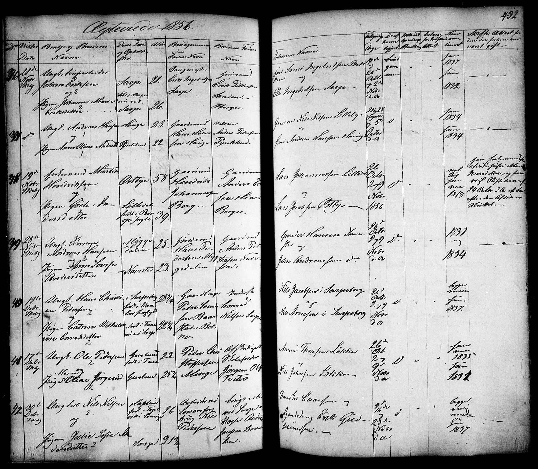 Skjeberg prestekontor Kirkebøker, AV/SAO-A-10923/F/Fa/L0006: Parish register (official) no. I 6, 1846-1858, p. 432