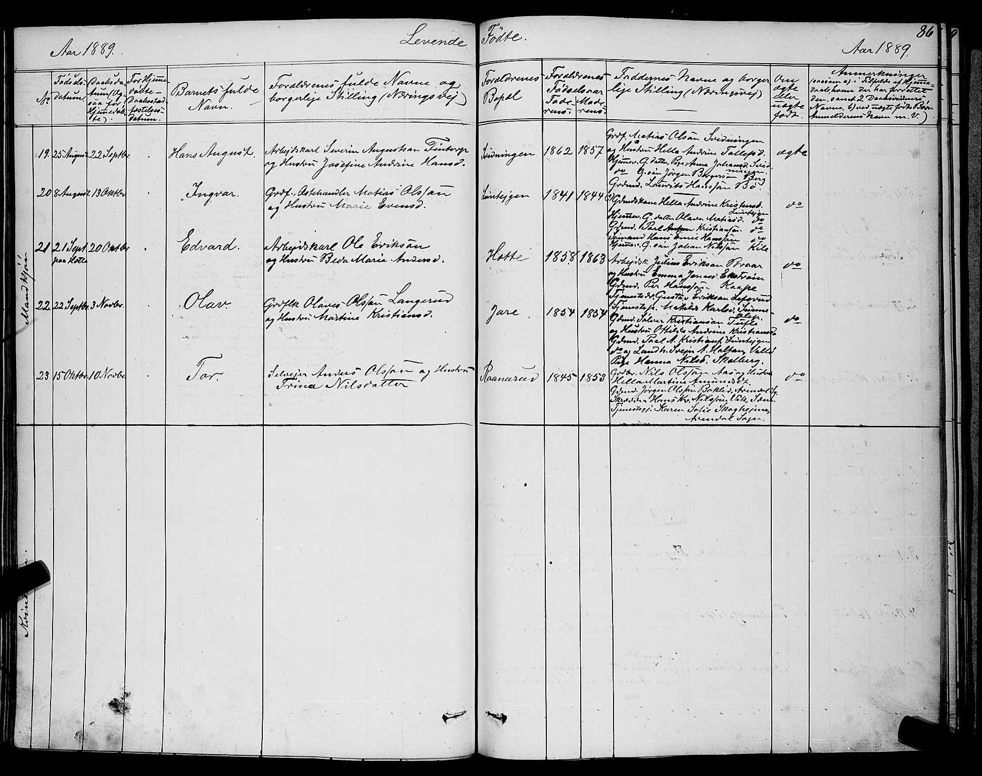 Ramnes kirkebøker, AV/SAKO-A-314/G/Ga/L0003: Parish register (copy) no. I 3, 1870-1896, p. 86