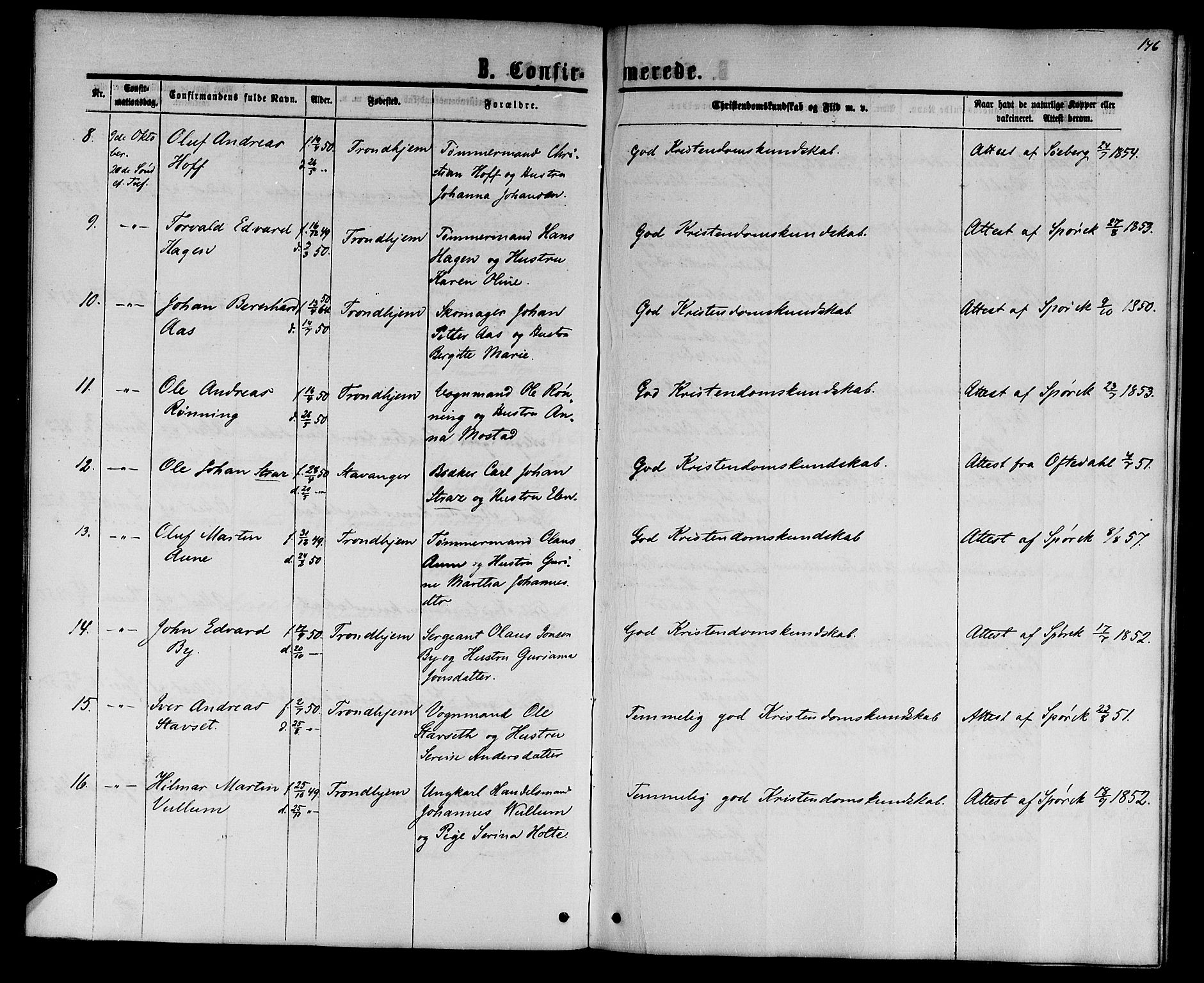 Ministerialprotokoller, klokkerbøker og fødselsregistre - Sør-Trøndelag, SAT/A-1456/601/L0087: Parish register (copy) no. 601C05, 1864-1881, p. 146