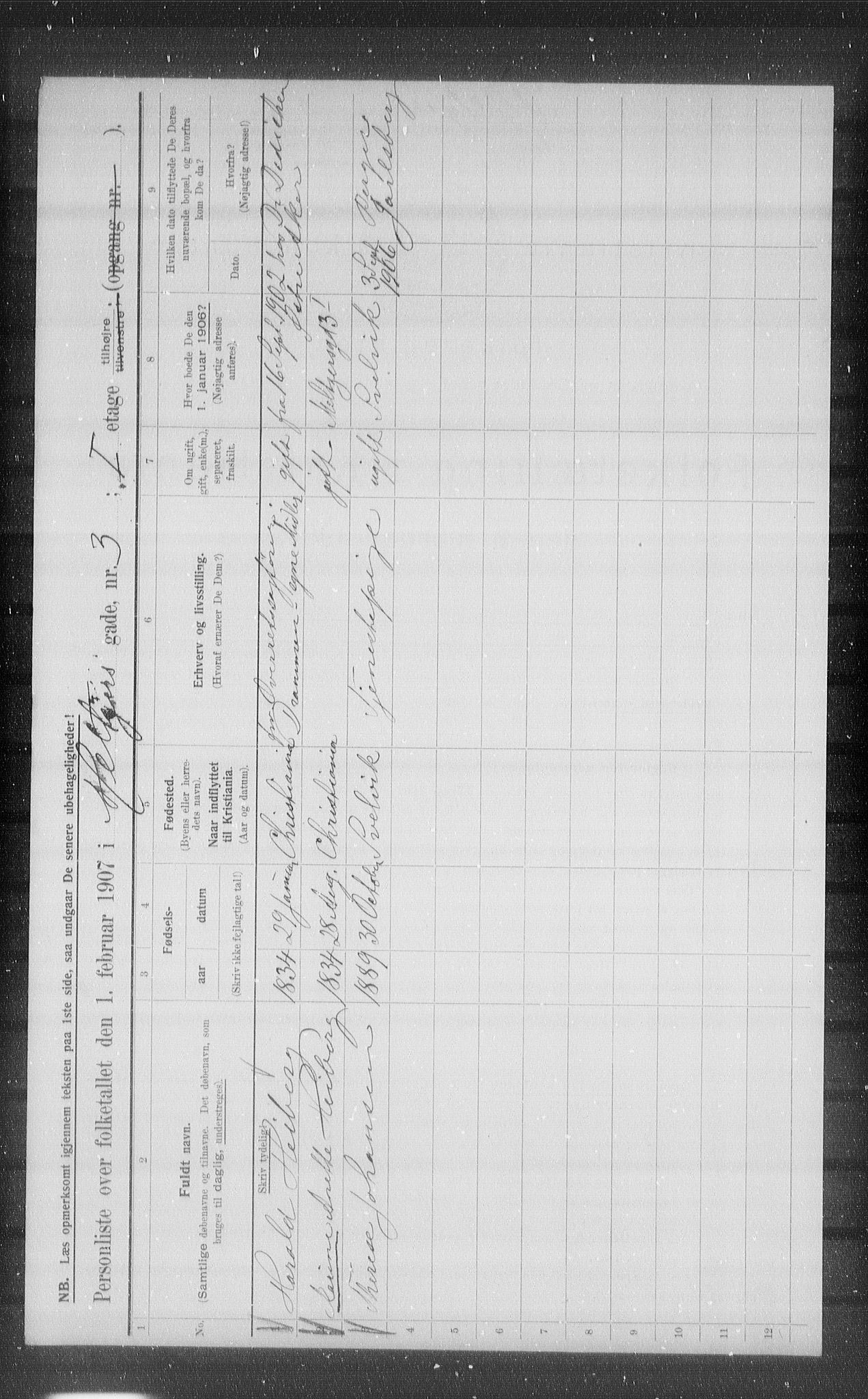 OBA, Municipal Census 1907 for Kristiania, 1907, p. 33273