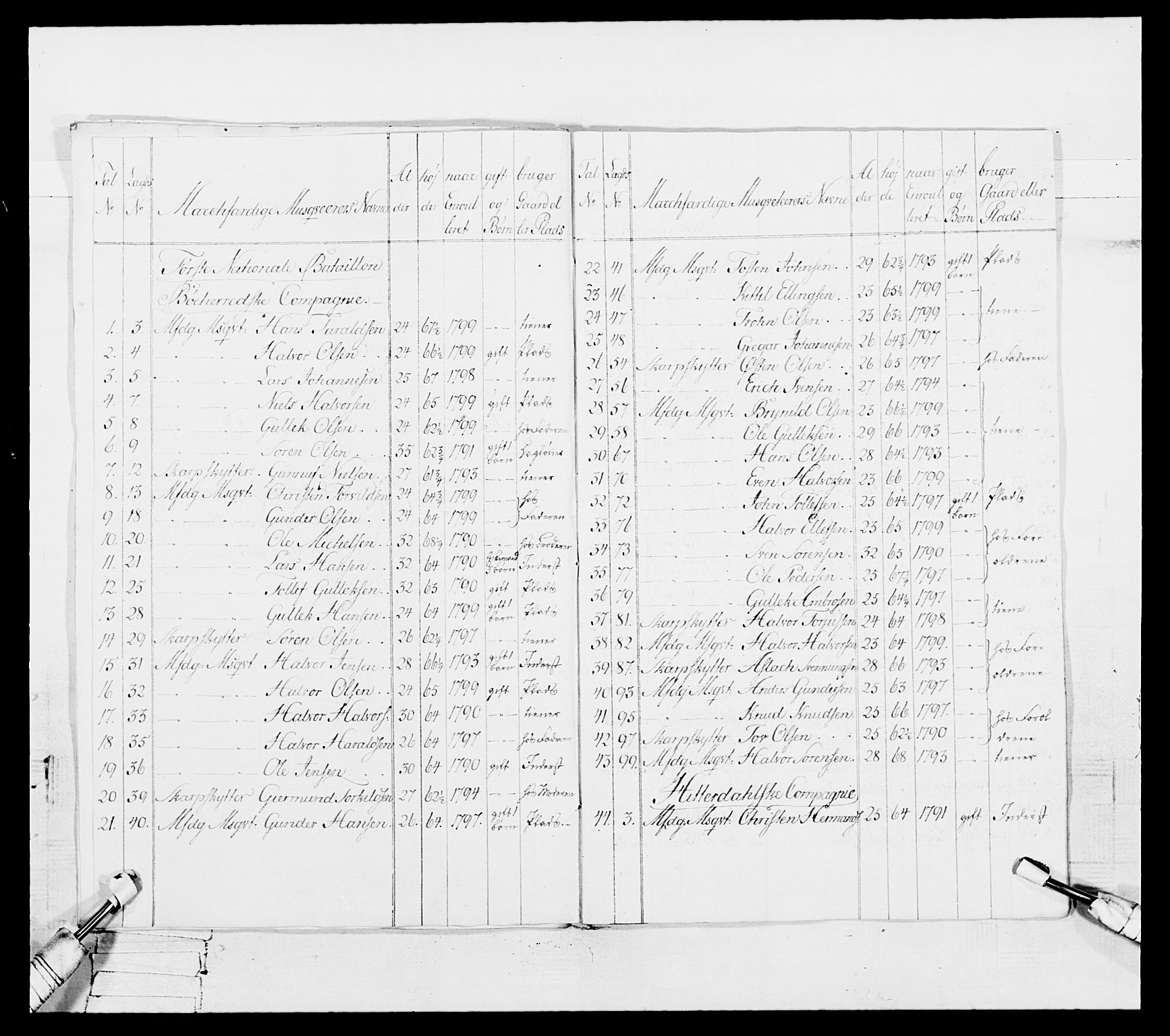 Generalitets- og kommissariatskollegiet, Det kongelige norske kommissariatskollegium, RA/EA-5420/E/Eh/L0114: Telemarkske nasjonale infanteriregiment, 1789-1802, p. 147