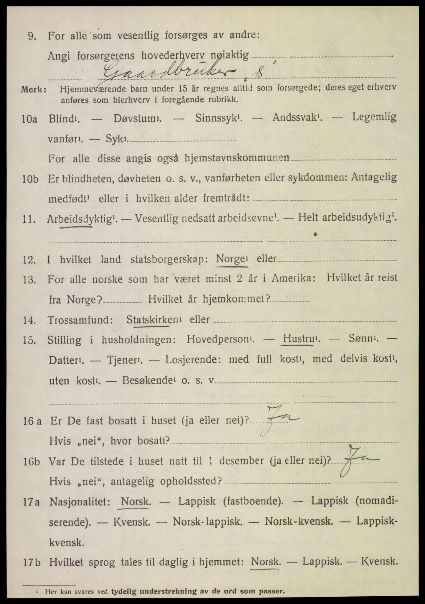 SAT, 1920 census for Hamarøy, 1920, p. 1821