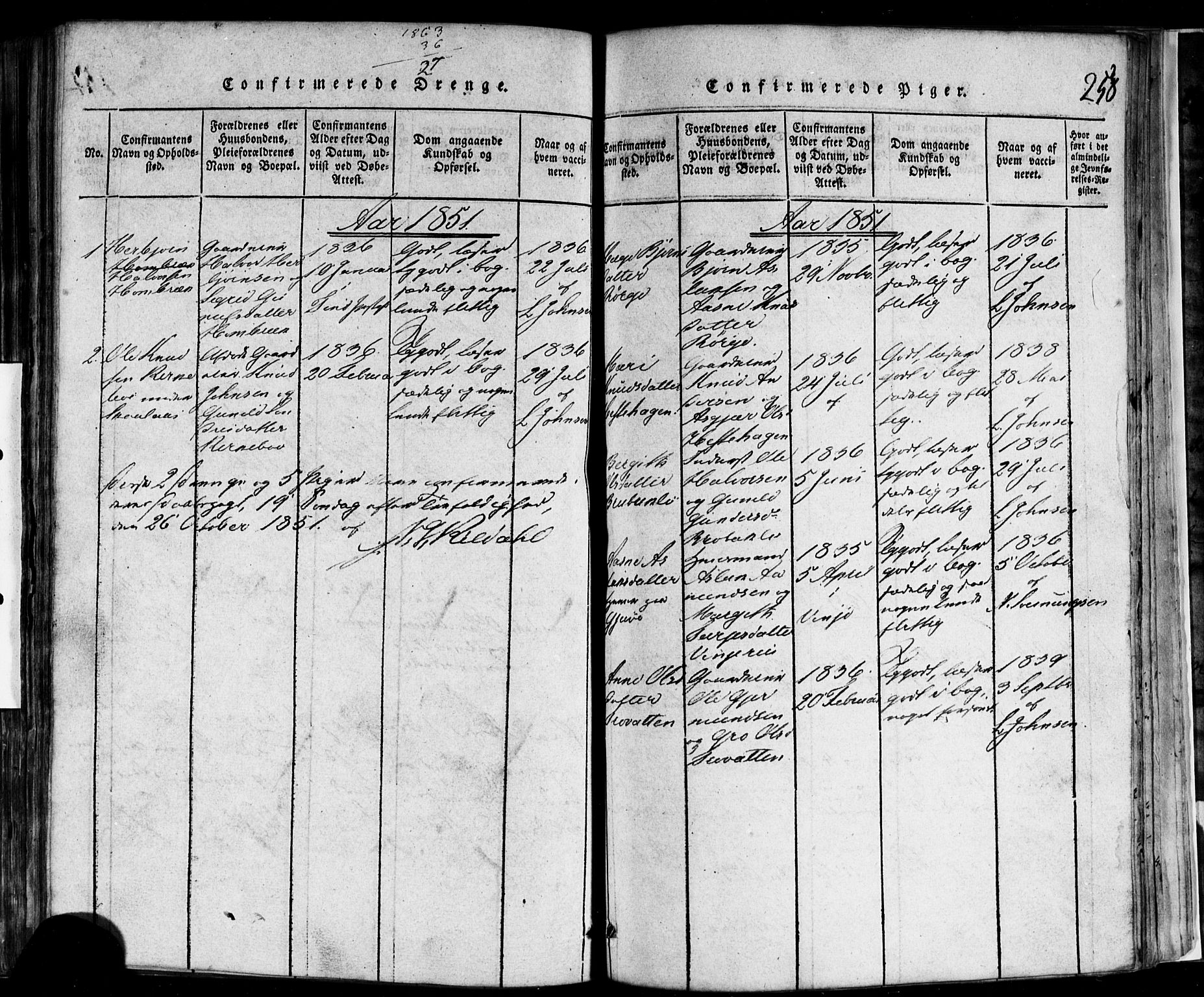 Rauland kirkebøker, SAKO/A-292/F/Fa/L0002: Parish register (official) no. 2, 1815-1860, p. 258