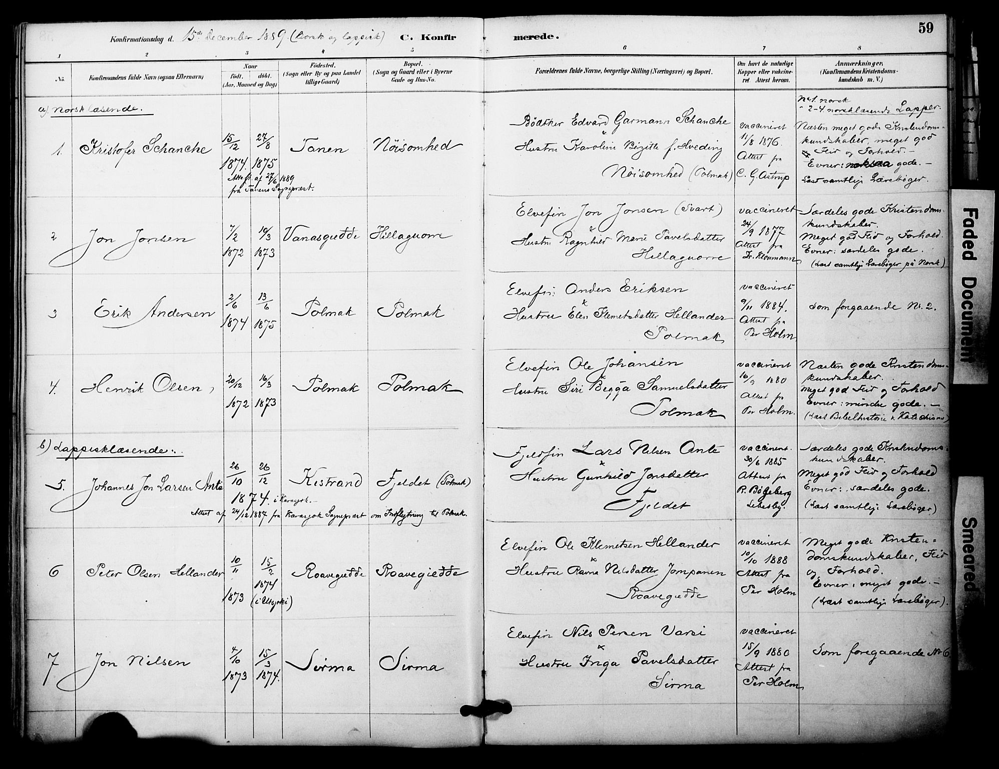 Nesseby sokneprestkontor, SATØ/S-1330/H/Ha/L0005kirke: Parish register (official) no. 5, 1885-1906, p. 59