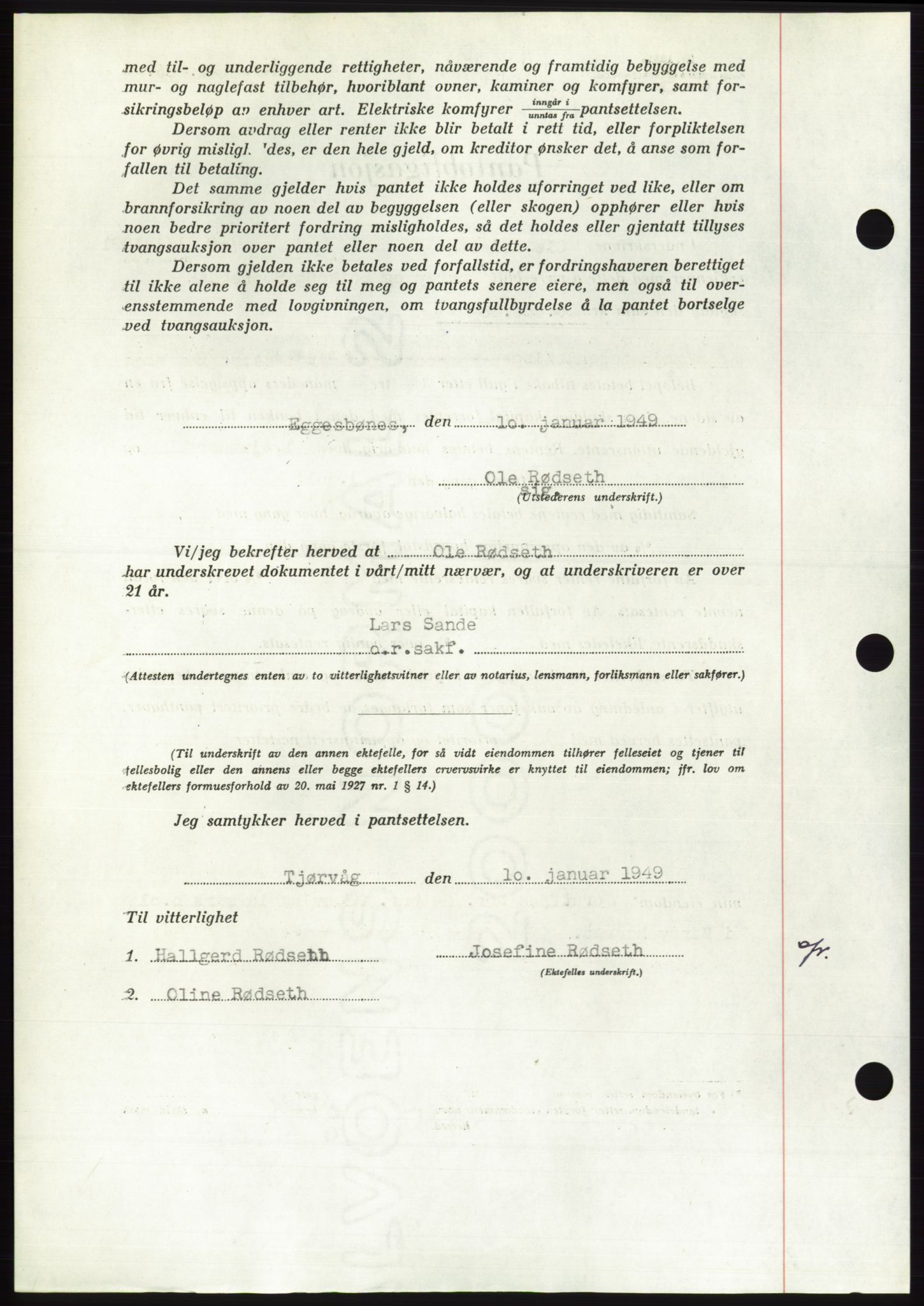 Søre Sunnmøre sorenskriveri, AV/SAT-A-4122/1/2/2C/L0116: Mortgage book no. 4B, 1948-1949, Diary no: : 241/1949