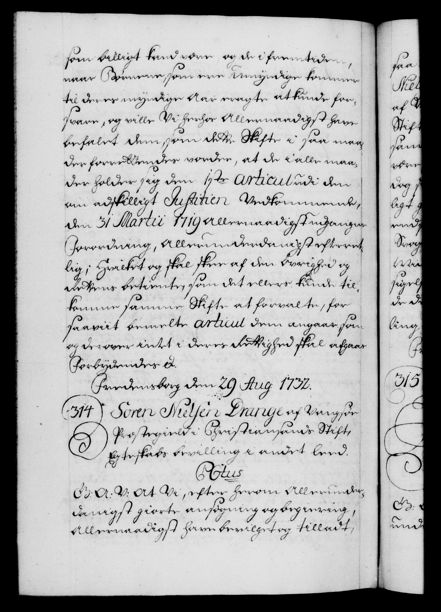 Danske Kanselli 1572-1799, AV/RA-EA-3023/F/Fc/Fca/Fcaa/L0027: Norske registre, 1730-1732, p. 632b