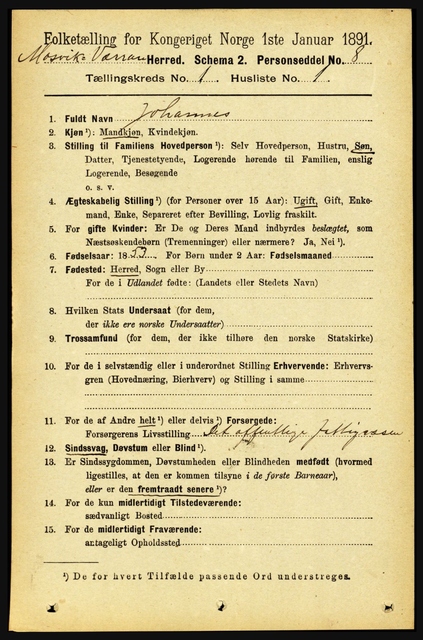 RA, 1891 census for 1723 Mosvik og Verran, 1891, p. 86