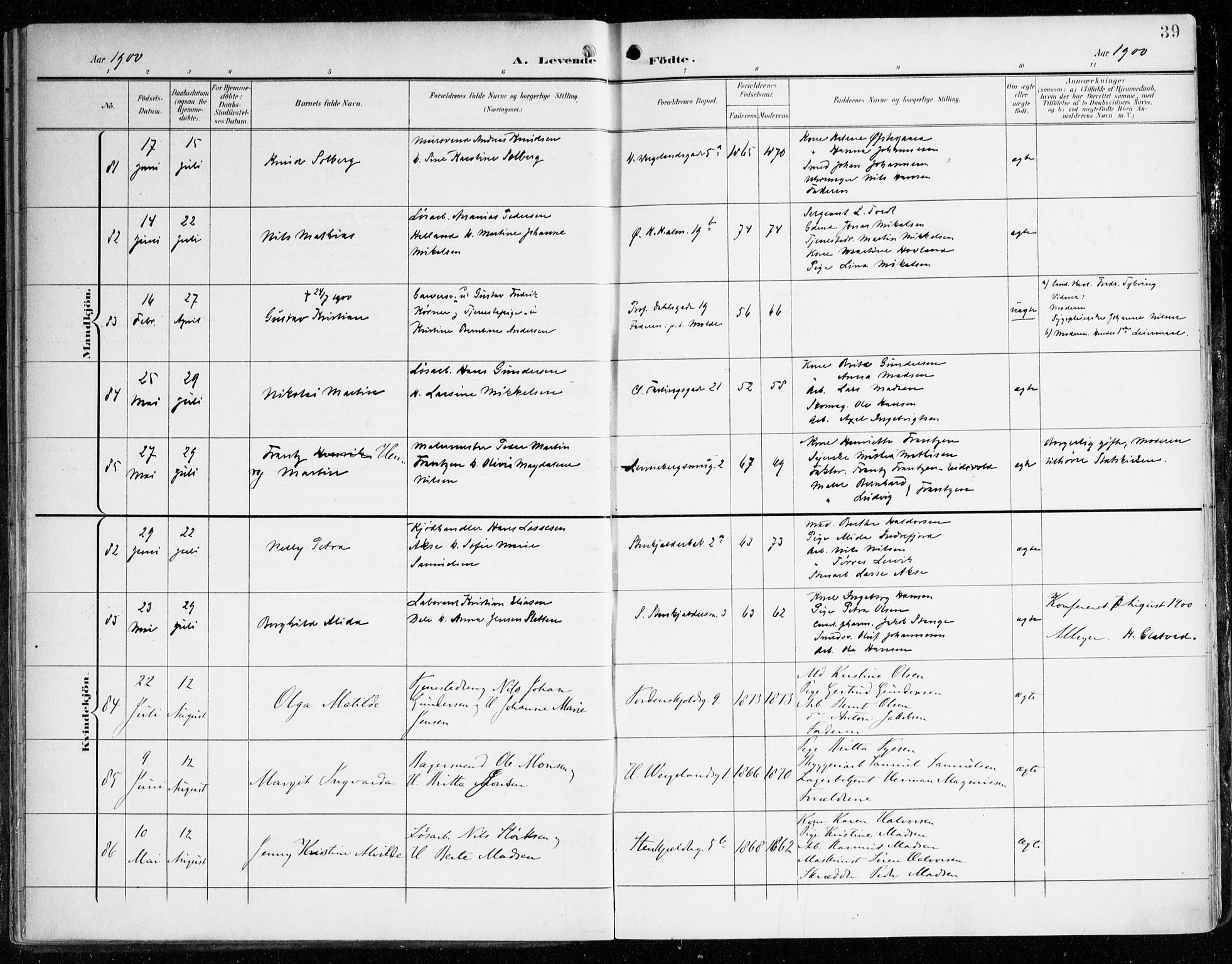 Korskirken sokneprestembete, SAB/A-76101/H/Haa/L0023: Parish register (official) no. B 9, 1899-1908, p. 39