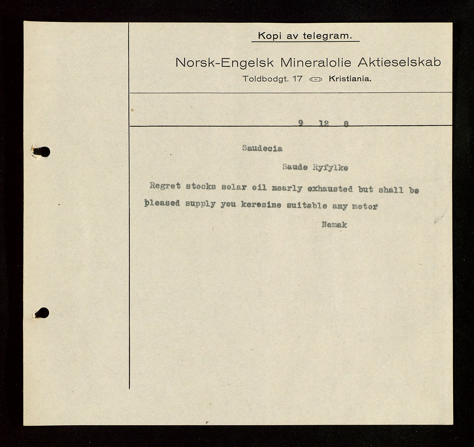 Pa 1521 - A/S Norske Shell, AV/SAST-A-101915/E/Ea/Eaa/L0003: Sjefskorrespondanse, 1918, p. 211