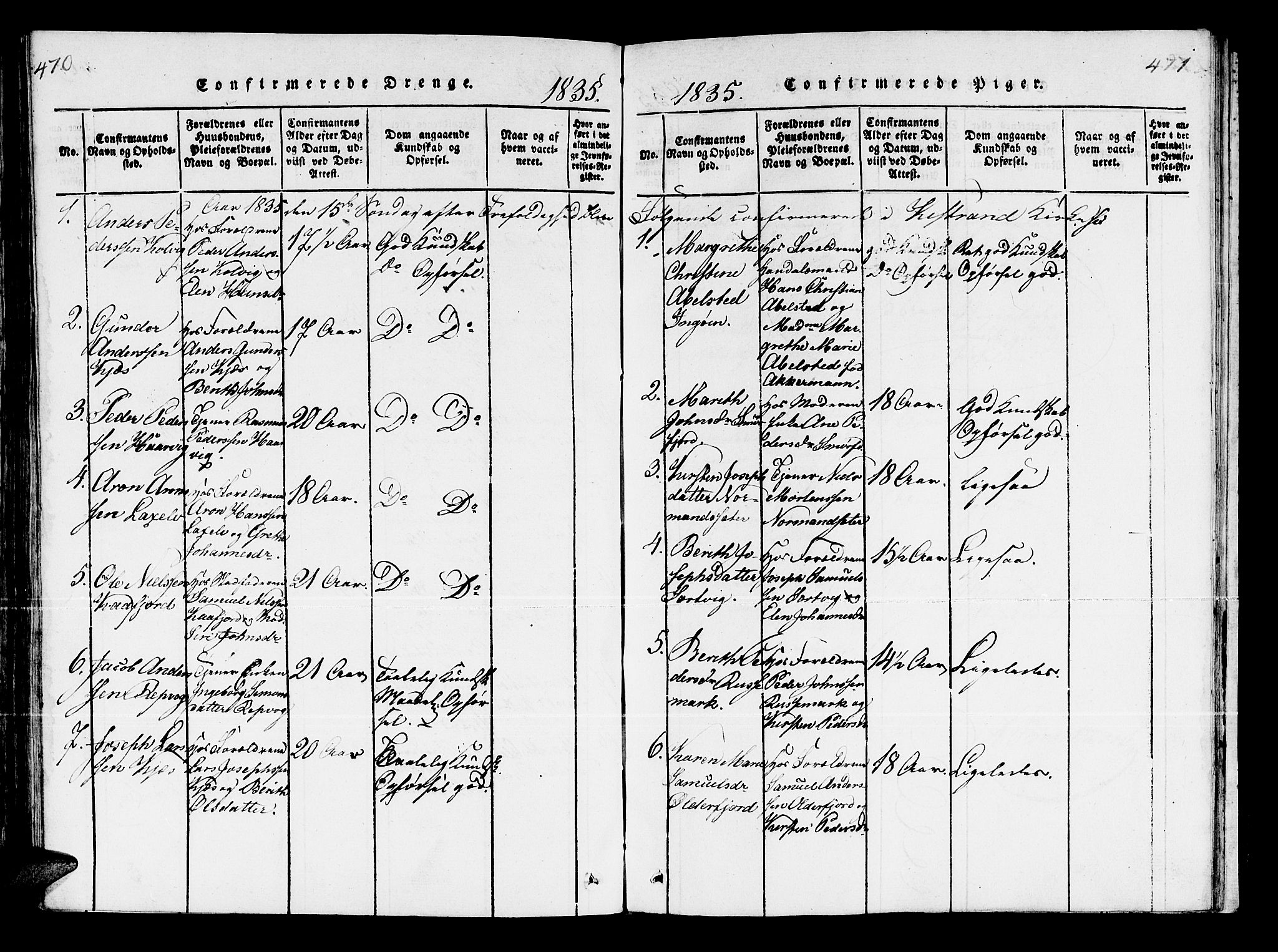 Kistrand/Porsanger sokneprestembete, SATØ/S-1351/H/Ha/L0003.kirke: Parish register (official) no. 3, 1825-1842, p. 470-471