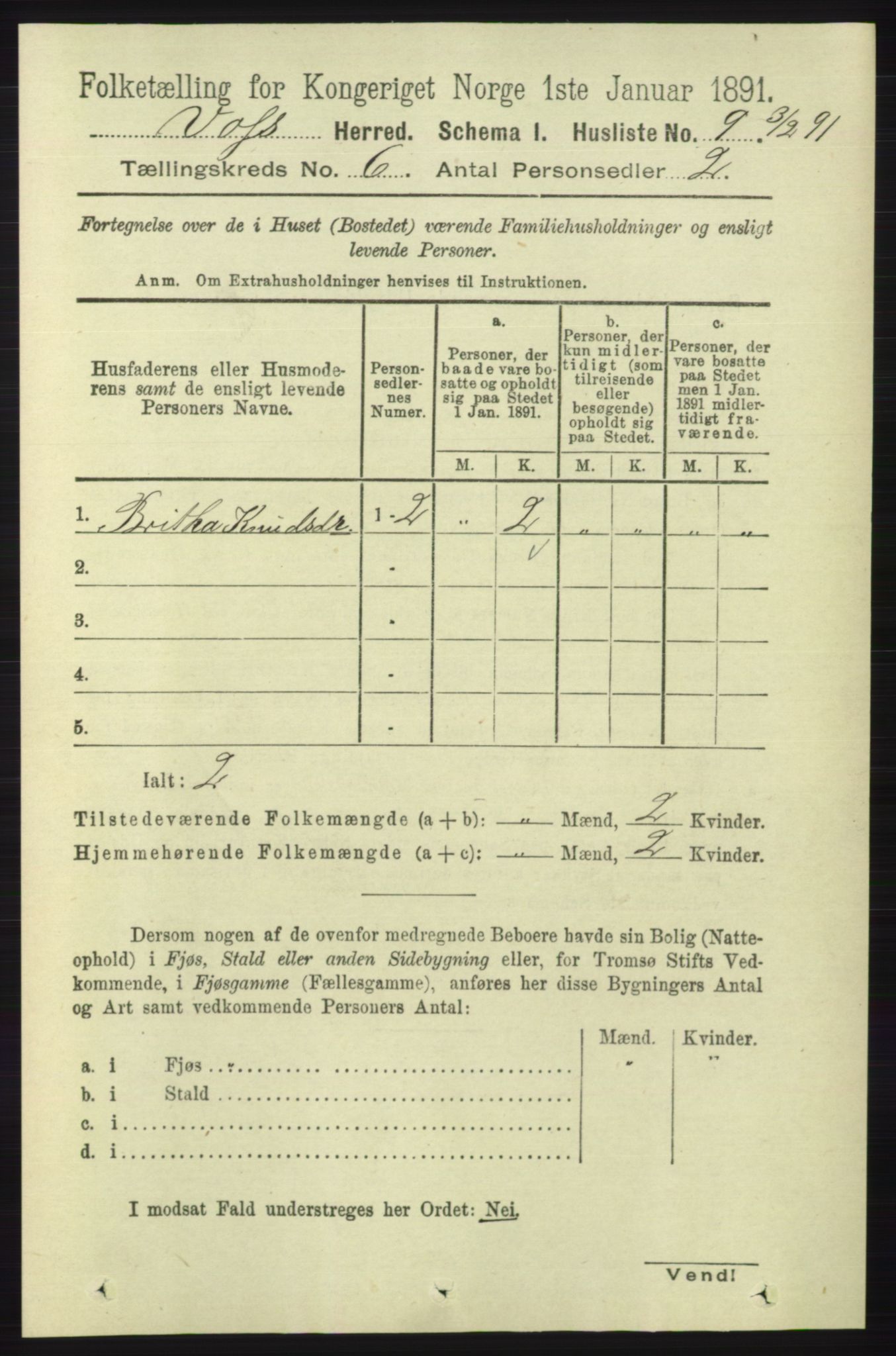 RA, 1891 census for 1235 Voss, 1891, p. 3225