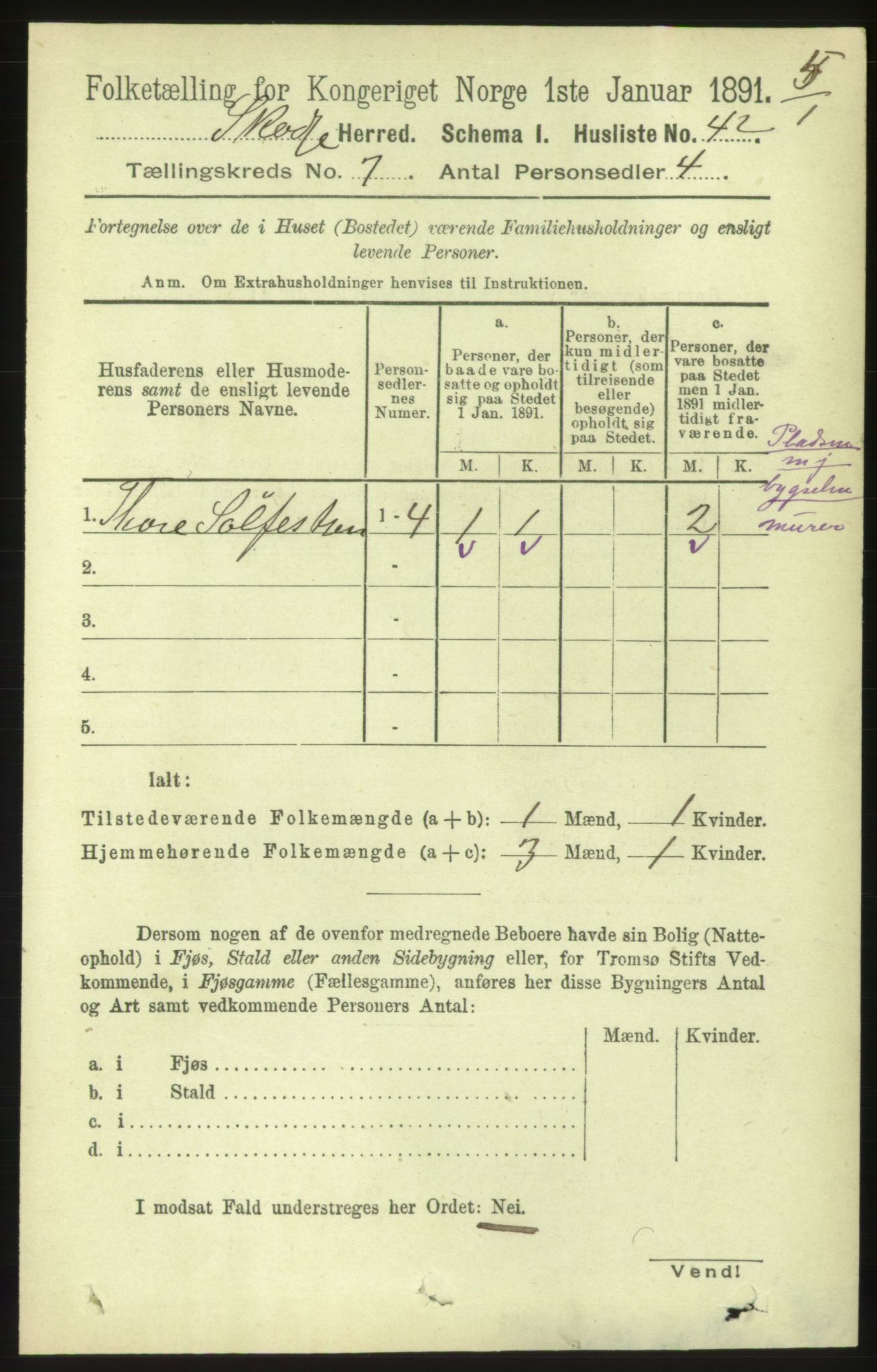 RA, 1891 census for 1529 Skodje, 1891, p. 1412