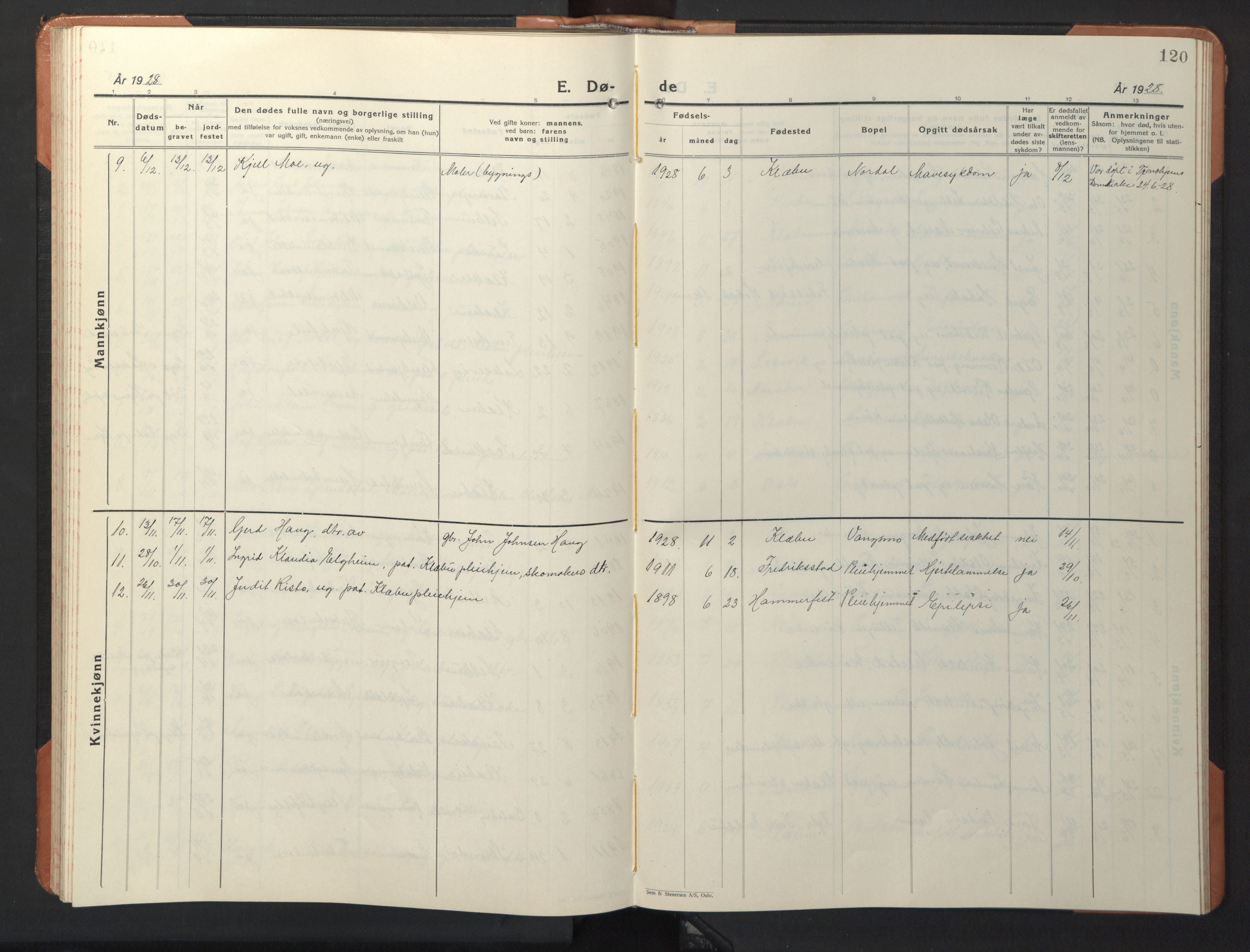Ministerialprotokoller, klokkerbøker og fødselsregistre - Sør-Trøndelag, SAT/A-1456/618/L0454: Parish register (copy) no. 618C05, 1926-1946, p. 120