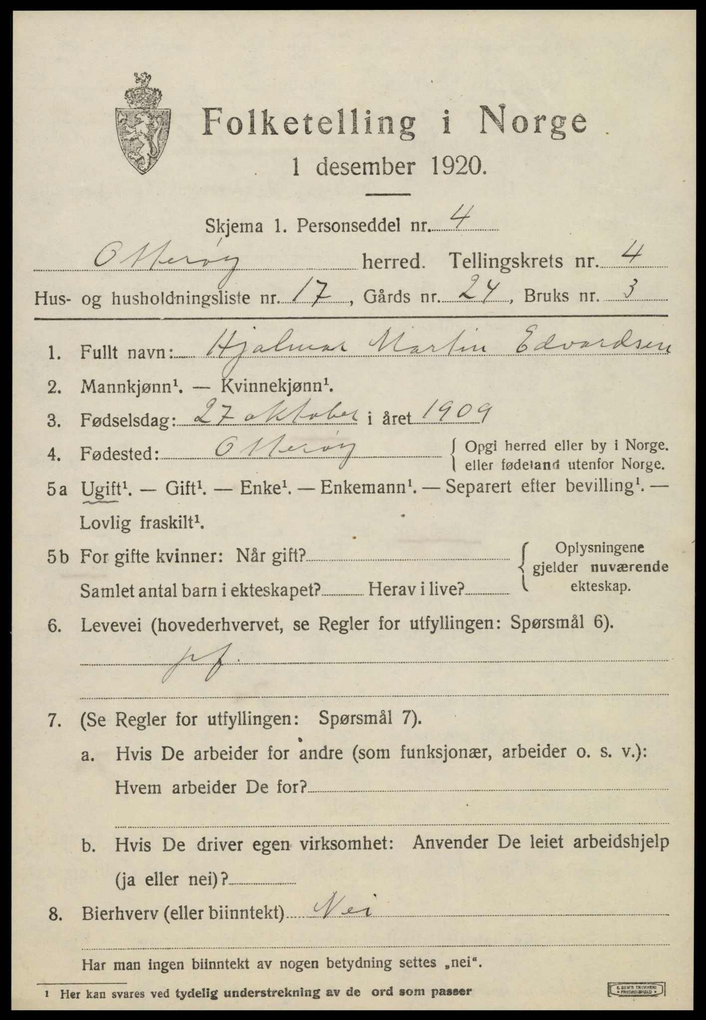 SAT, 1920 census for Otterøy, 1920, p. 1935