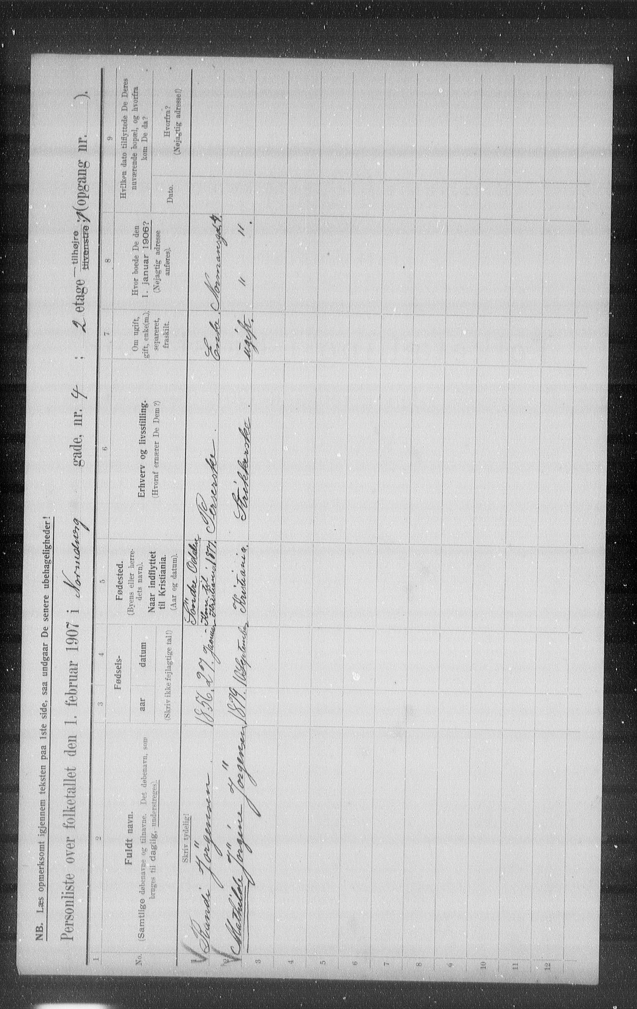 OBA, Municipal Census 1907 for Kristiania, 1907, p. 37661