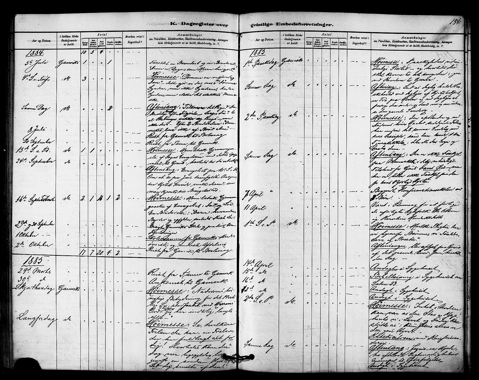 Tana sokneprestkontor, SATØ/S-1334/H/Ha/L0003kirke: Parish register (official) no. 3, 1878-1892, p. 134